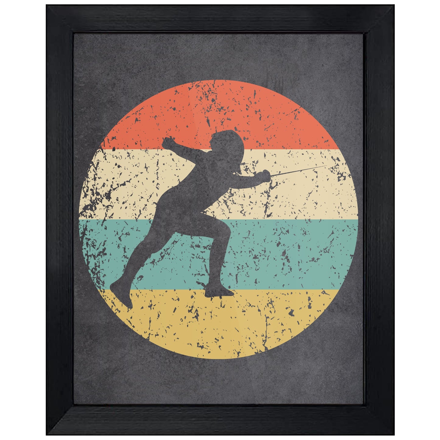 Fencer Fencing Sports Icon Retro 8"x10" Wall Art Print