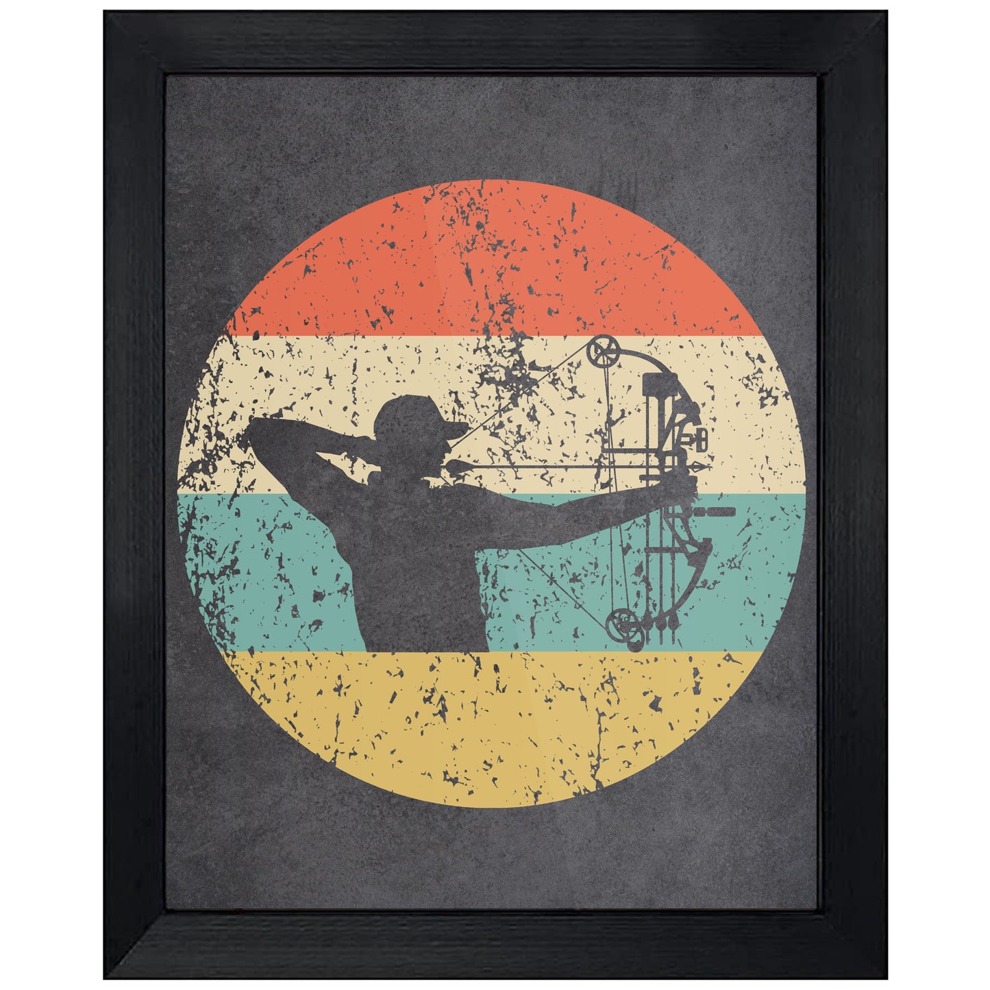 Bow Hunting Sports Icon Retro 8"x10" Wall Art Print