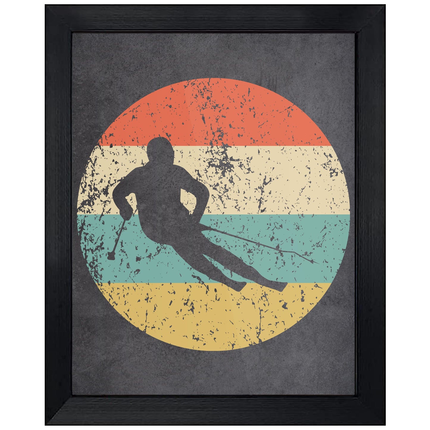 Downhill Skiing Sports Icon Retro 8"x10" Wall Art Print