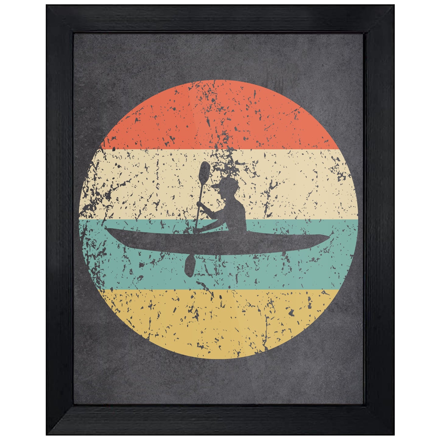 Kayak Kayaking Sports Icon Retro 8"x10" Wall Art Print