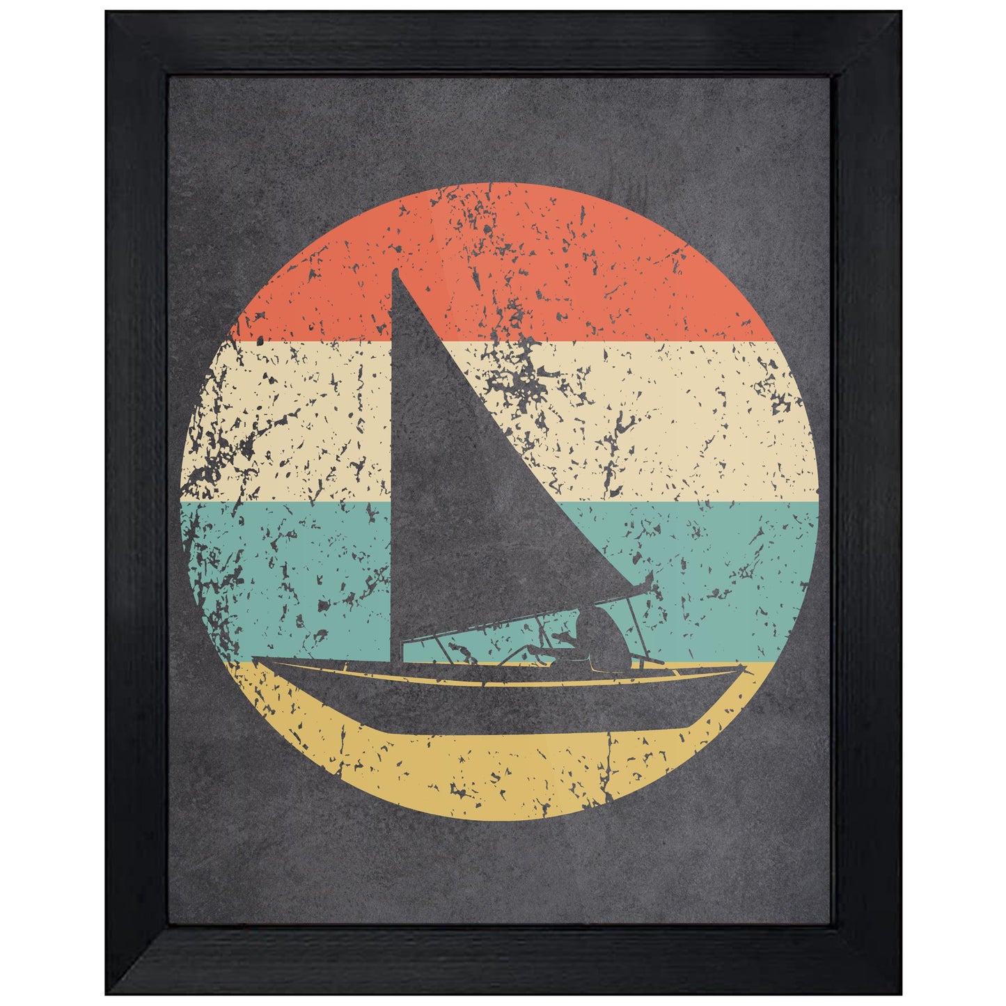 Sailing Sail Boat Icon Retro 8"x10" Wall Art Print