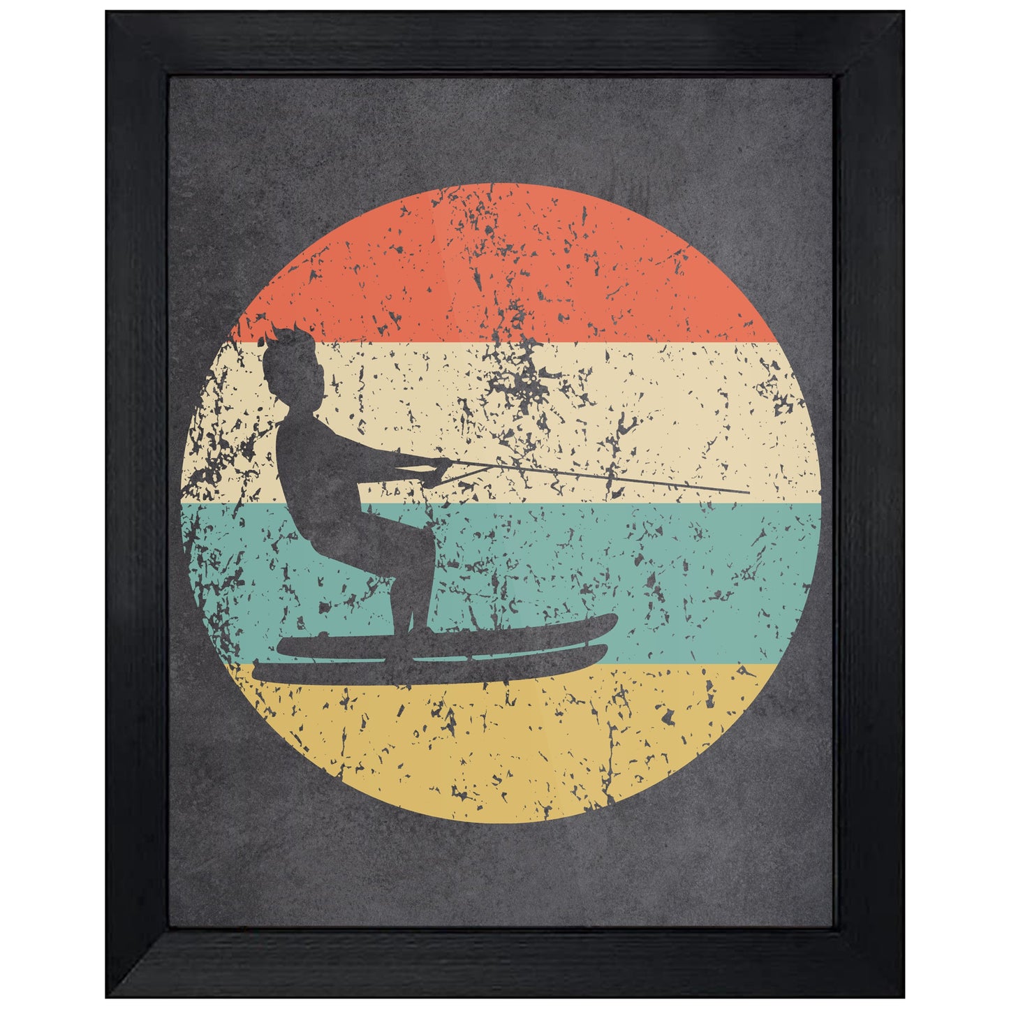 Waterskiing Icon Retro 8"x10" Wall Art Print