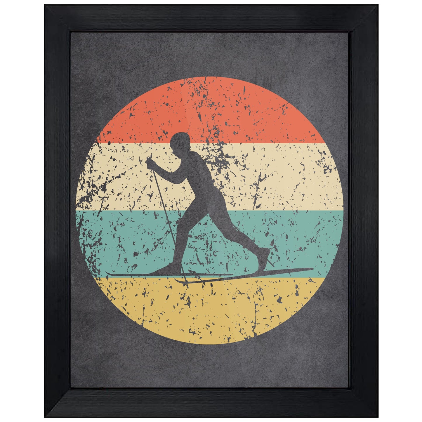 Cross Country Skiing Sports Icon Retro 8"x10" Wall Art Print
