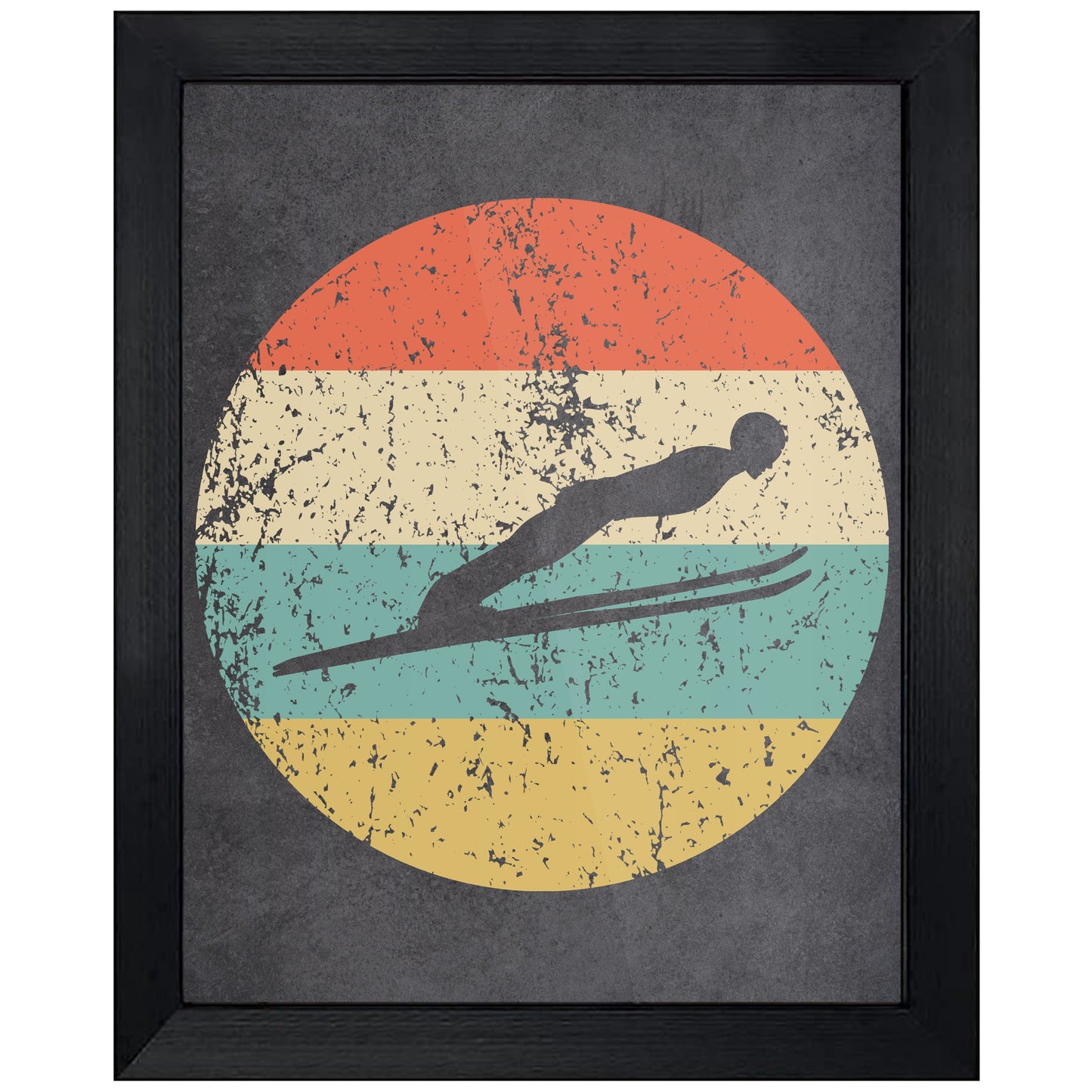Ski Jumping Sports Icon Retro 8"x10" Wall Art Print