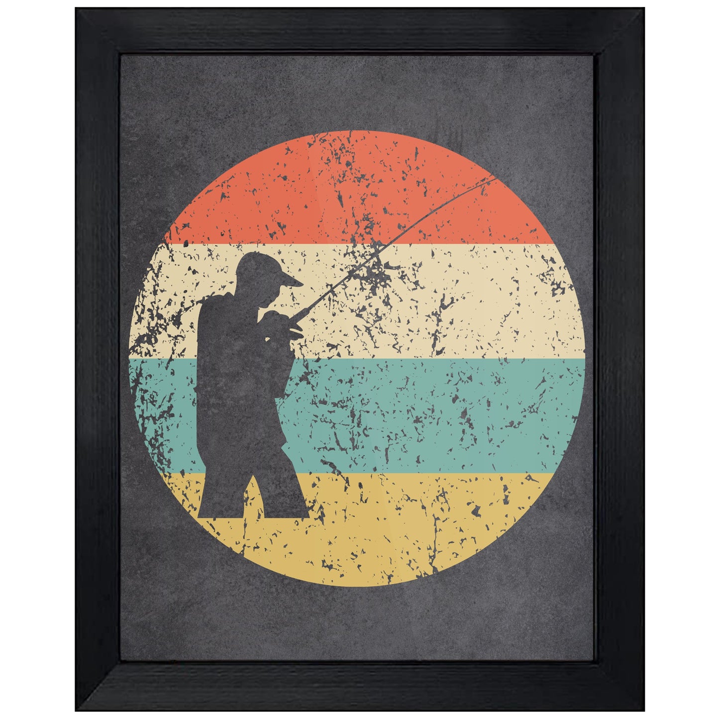 Fisherman Fishing Icon Retro 8"x10" Wall Art Print