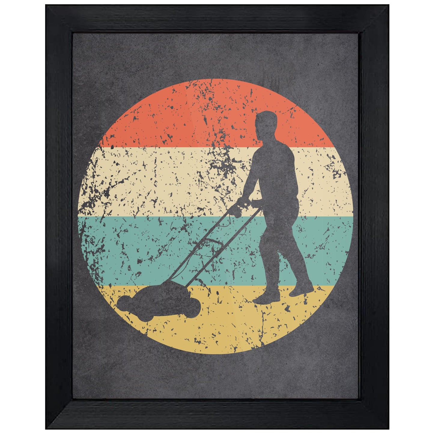 Lawnmowing Lawnmower Icon Retro 8"x10" Wall Art Print