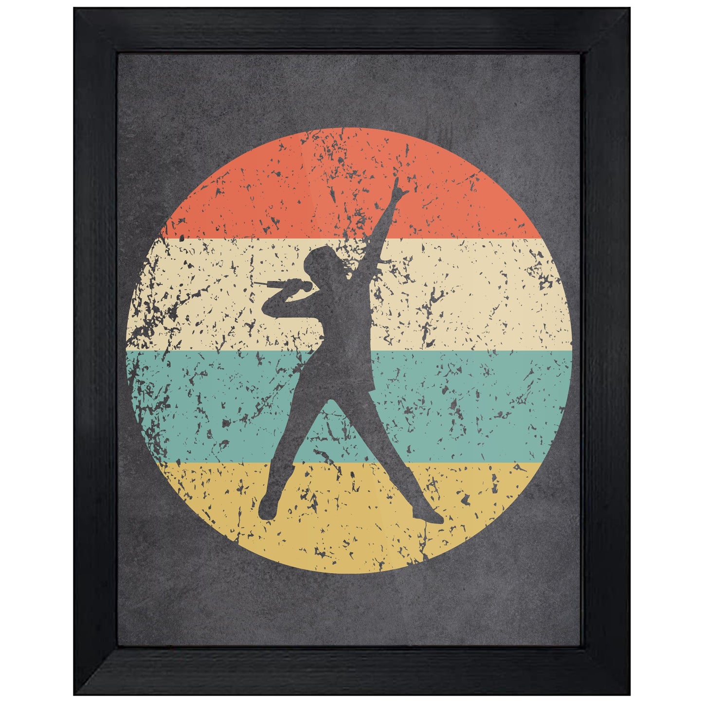 Singing Karaoke Music Icon Retro 8"x10" Wall Art Print