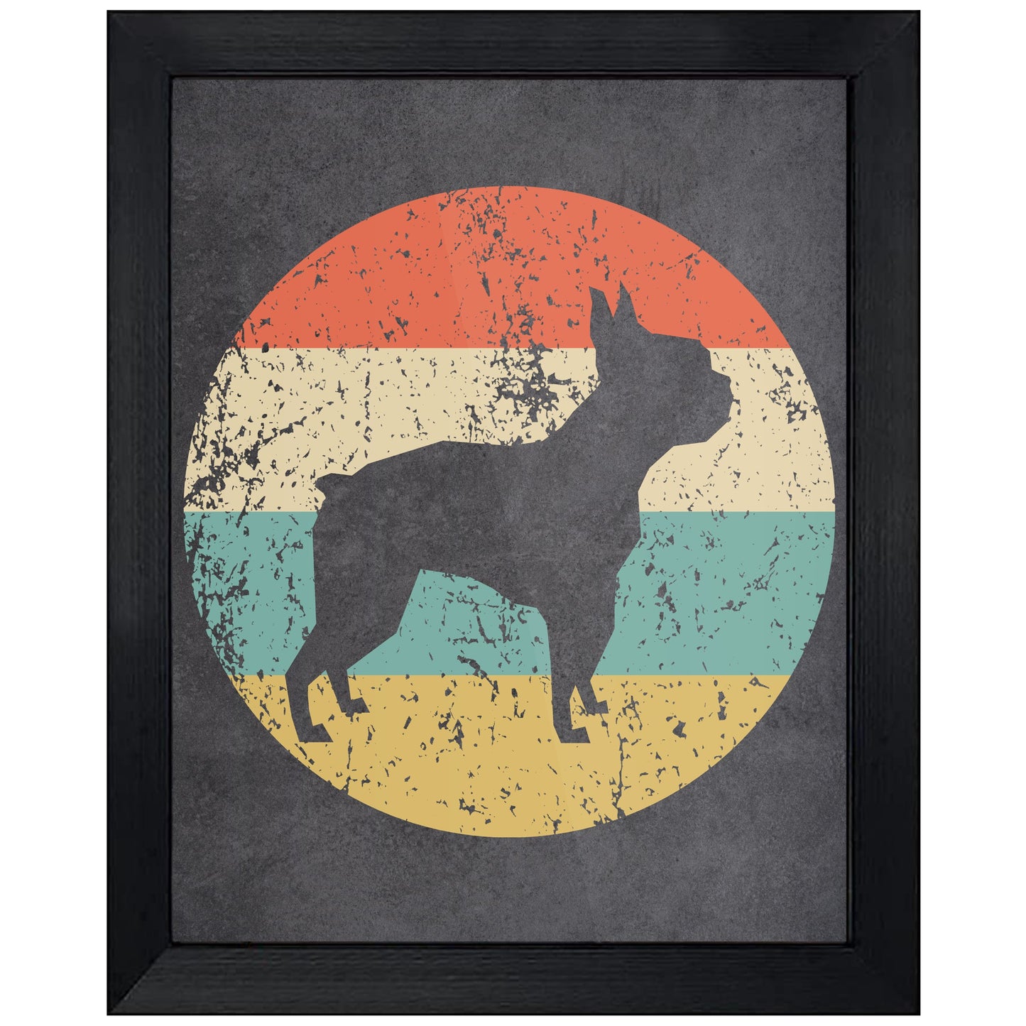 Boston Terrier Dog Icon Retro 8"x10" Wall Art Print