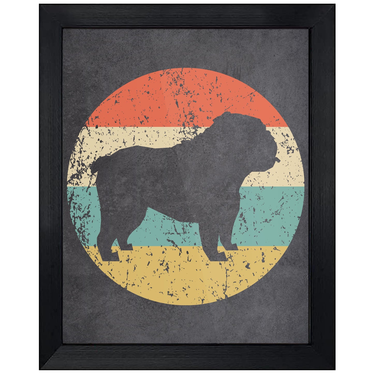 English Bulldog Icon Retro 8"x10" Wall Art Print