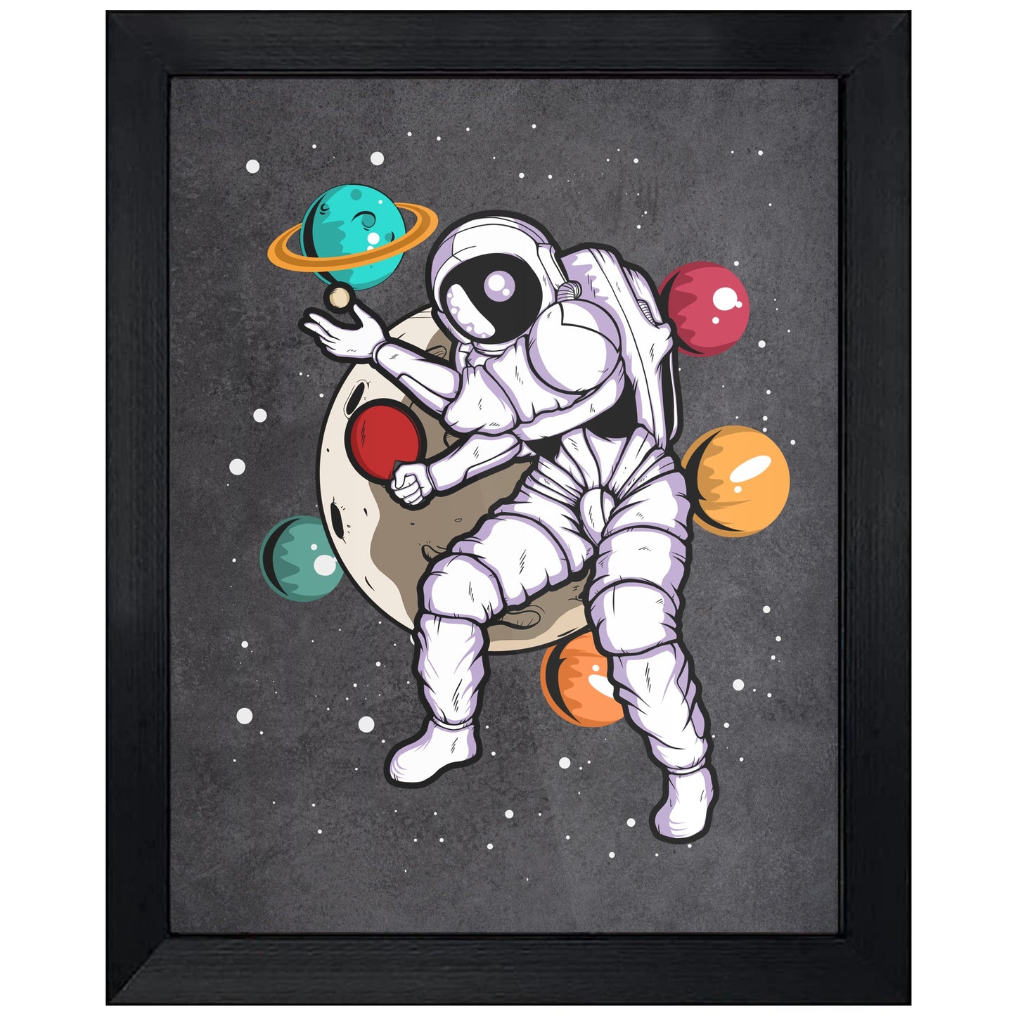 Table Tennis Astronaut Outer Space Spaceman Distressed 8"x10" Wall Art Print