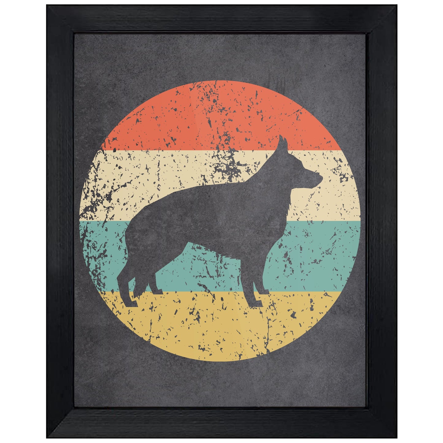 German Shepherd Dog Icon Retro 8"x10" Wall Art Print