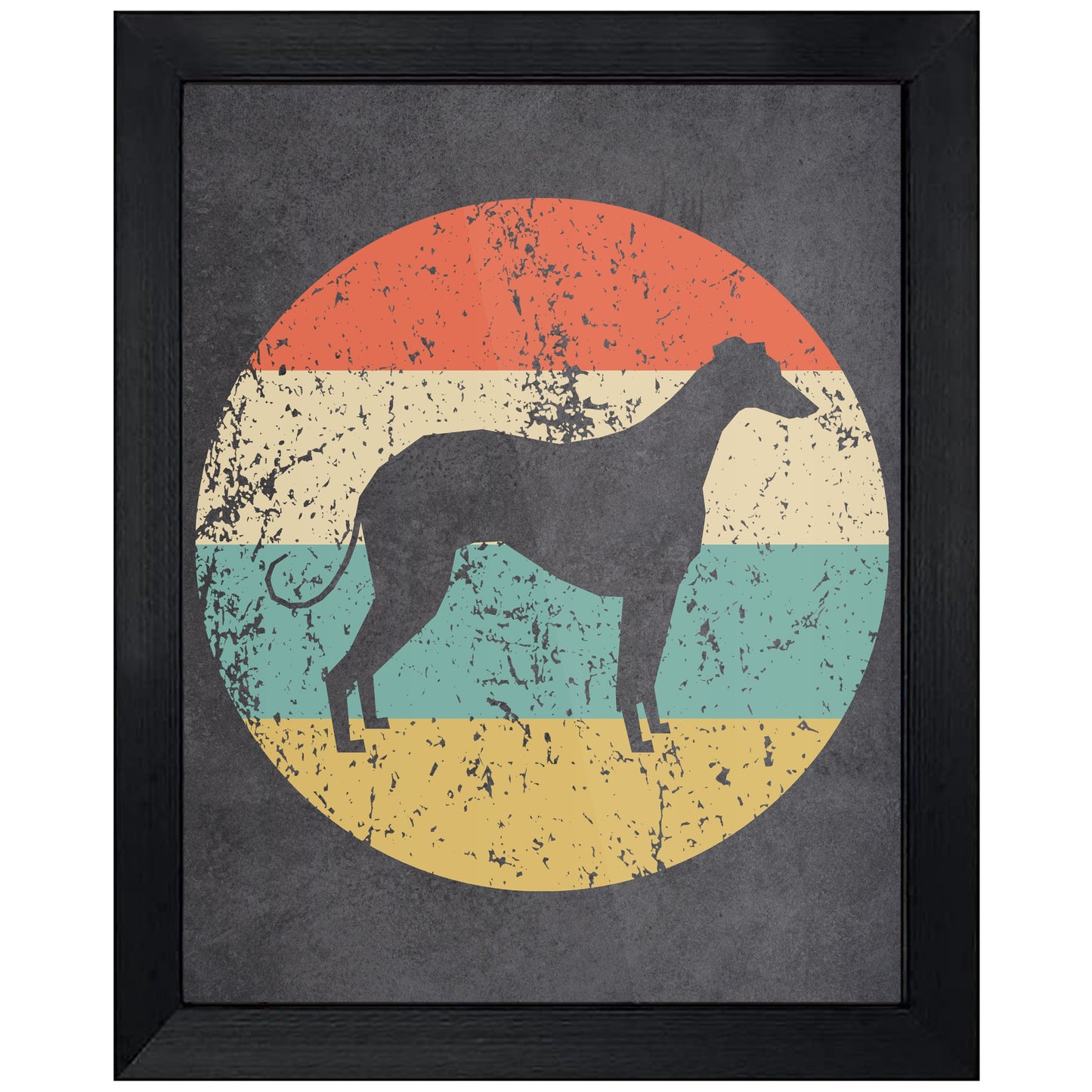 Greyhound Dog Icon Retro 8"x10" Wall Art Print