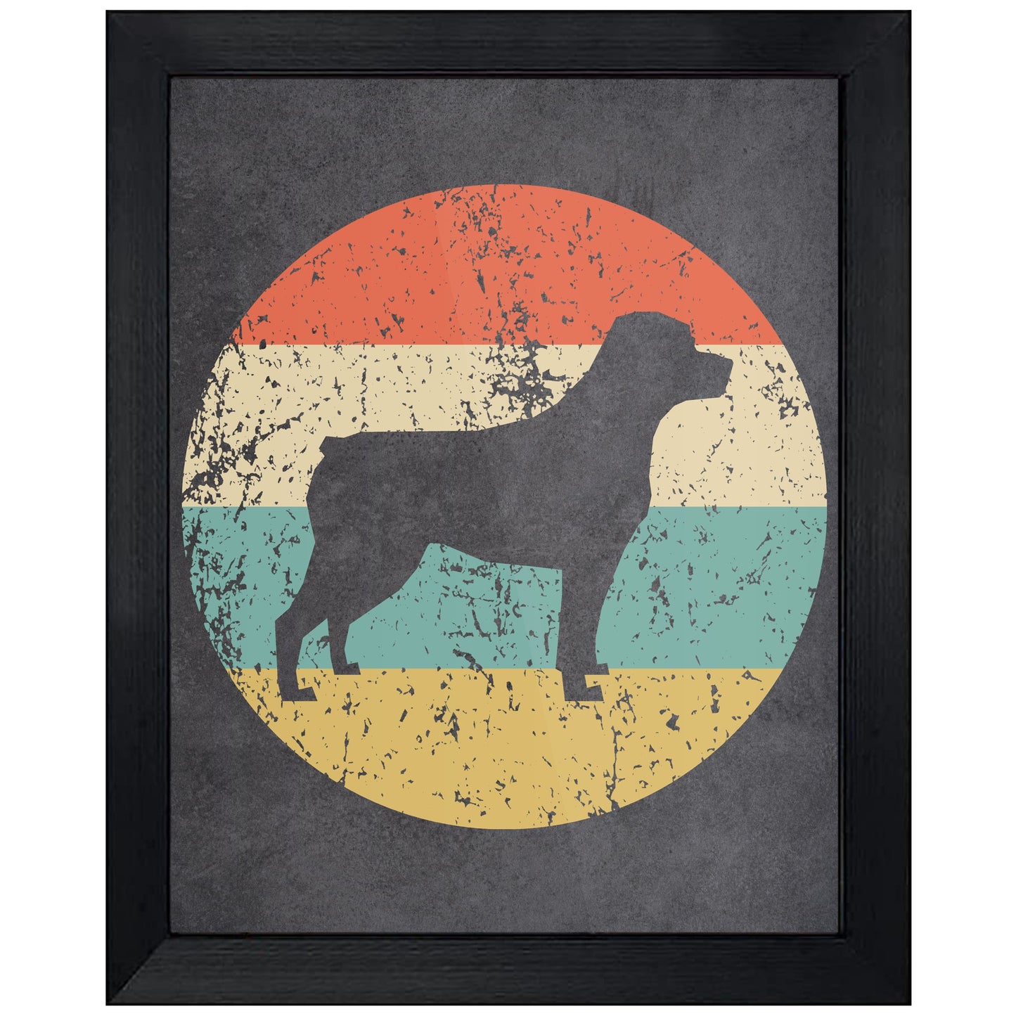 Rottweiler Dog Icon Retro 8"x10" Wall Art Print