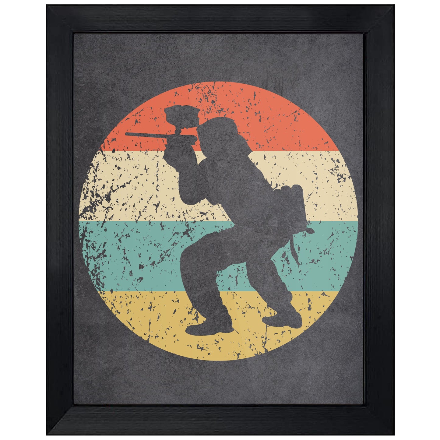 Paintball Player Sports Icon Retro 8"x10" Wall Art Print