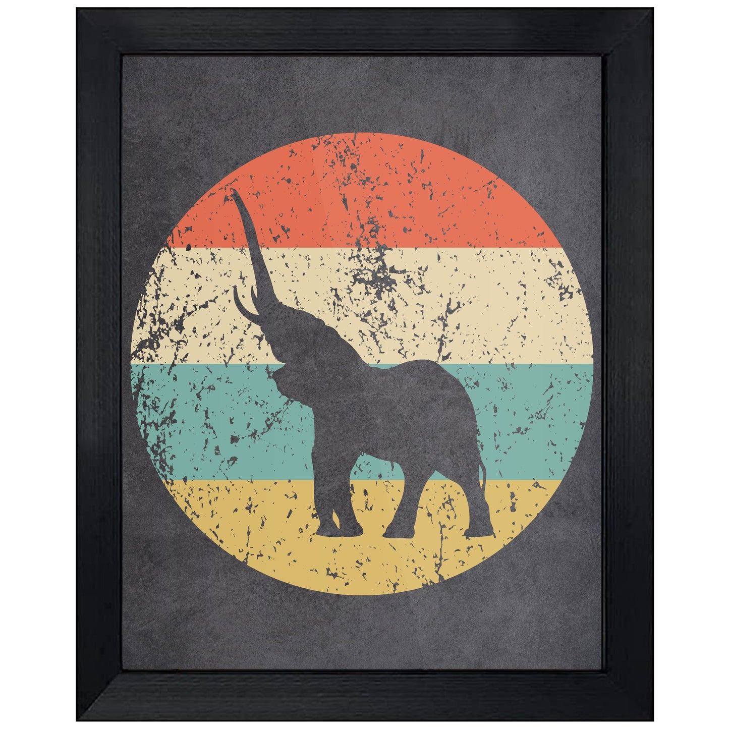 Elephant Animal Icon Retro 8"x10" Wall Art Print