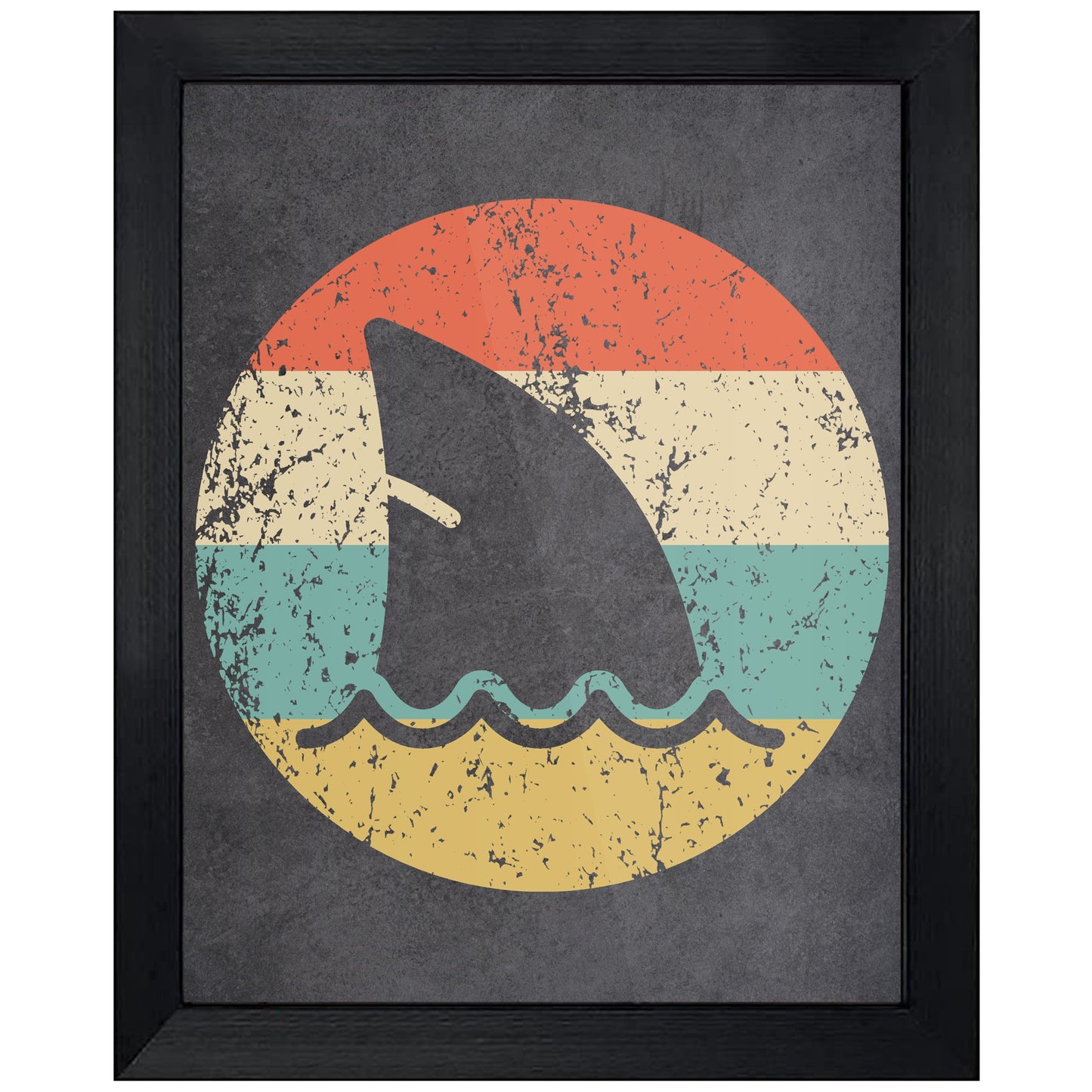 Shark Fin Icon Retro 8"x10" Wall Art Print