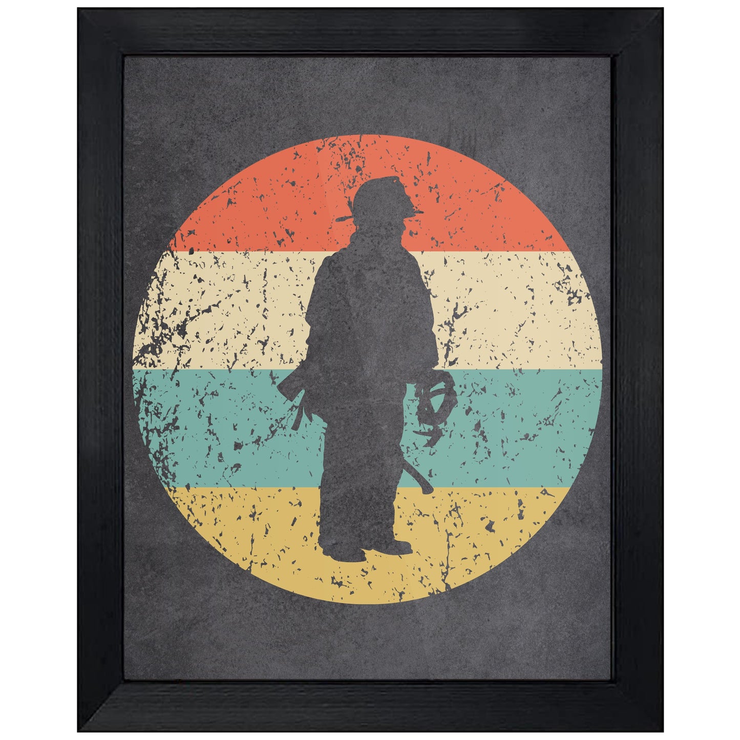 Fireman Firefighter Icon Retro 8"x10" Wall Art Print