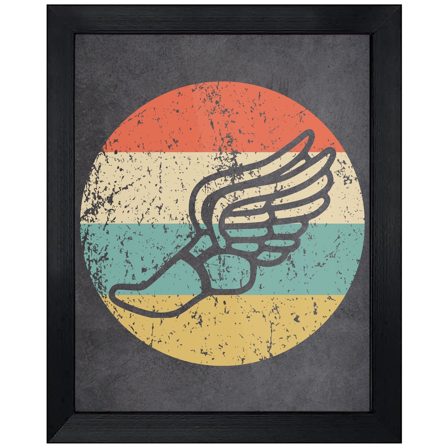 Running Shoe With Wings Track Icon Retro 8"x10" Wall Art Print