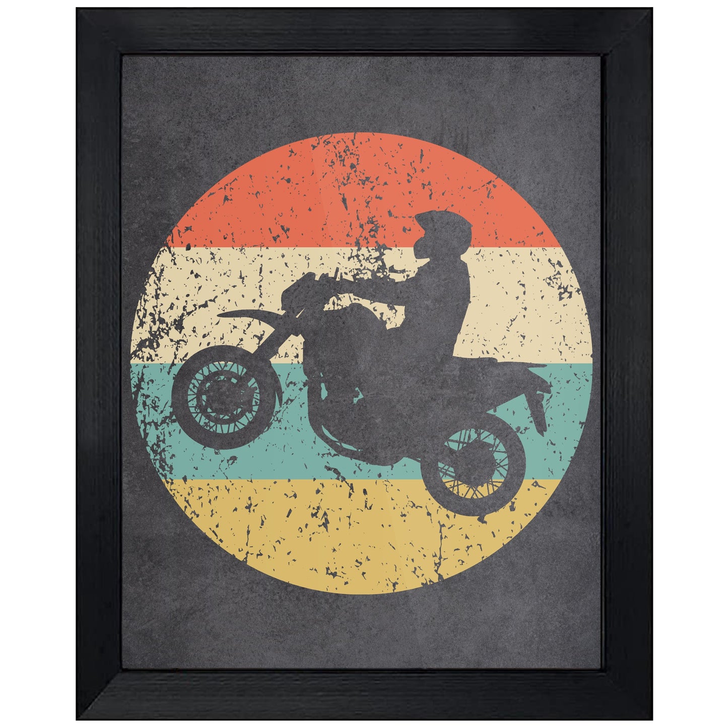 Motocross Rider Sports Icon Retro 8"x10" Wall Art Print