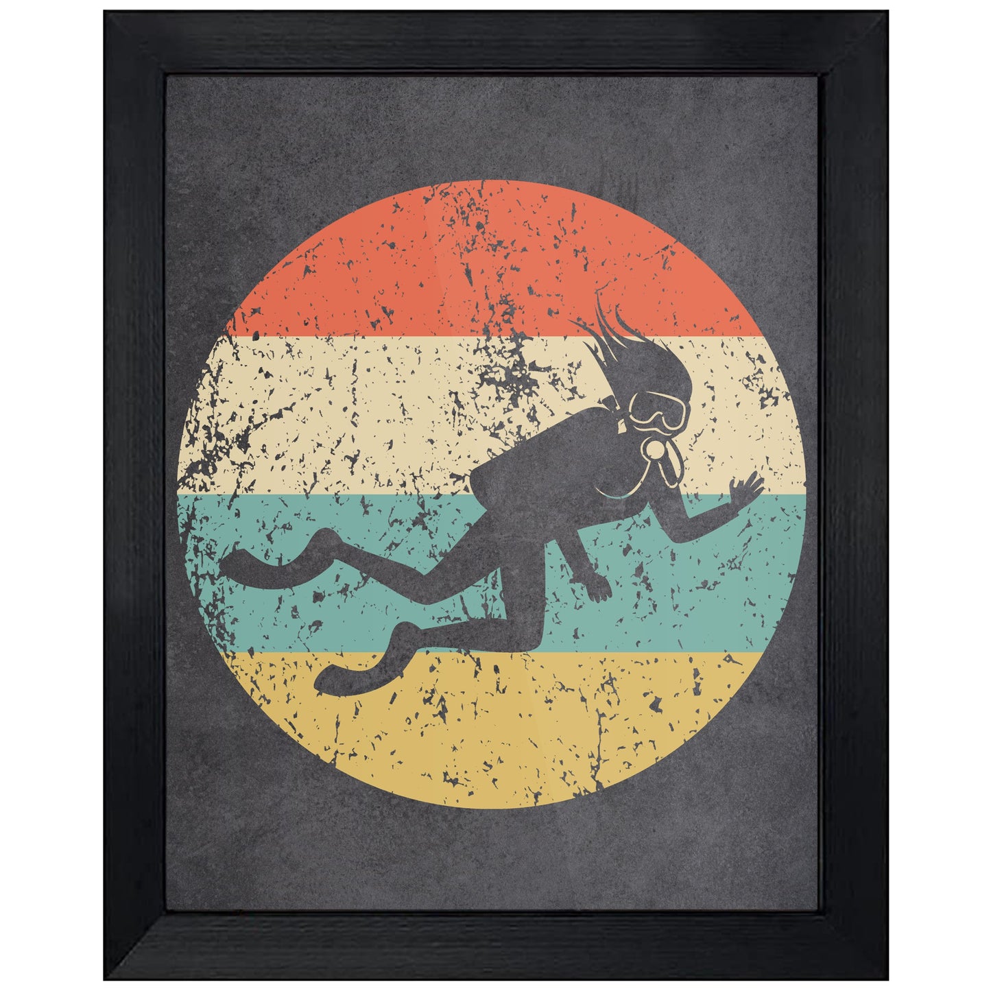 Scuba Diving Scuba Diver Icon Retro 8"x10" Wall Art Print