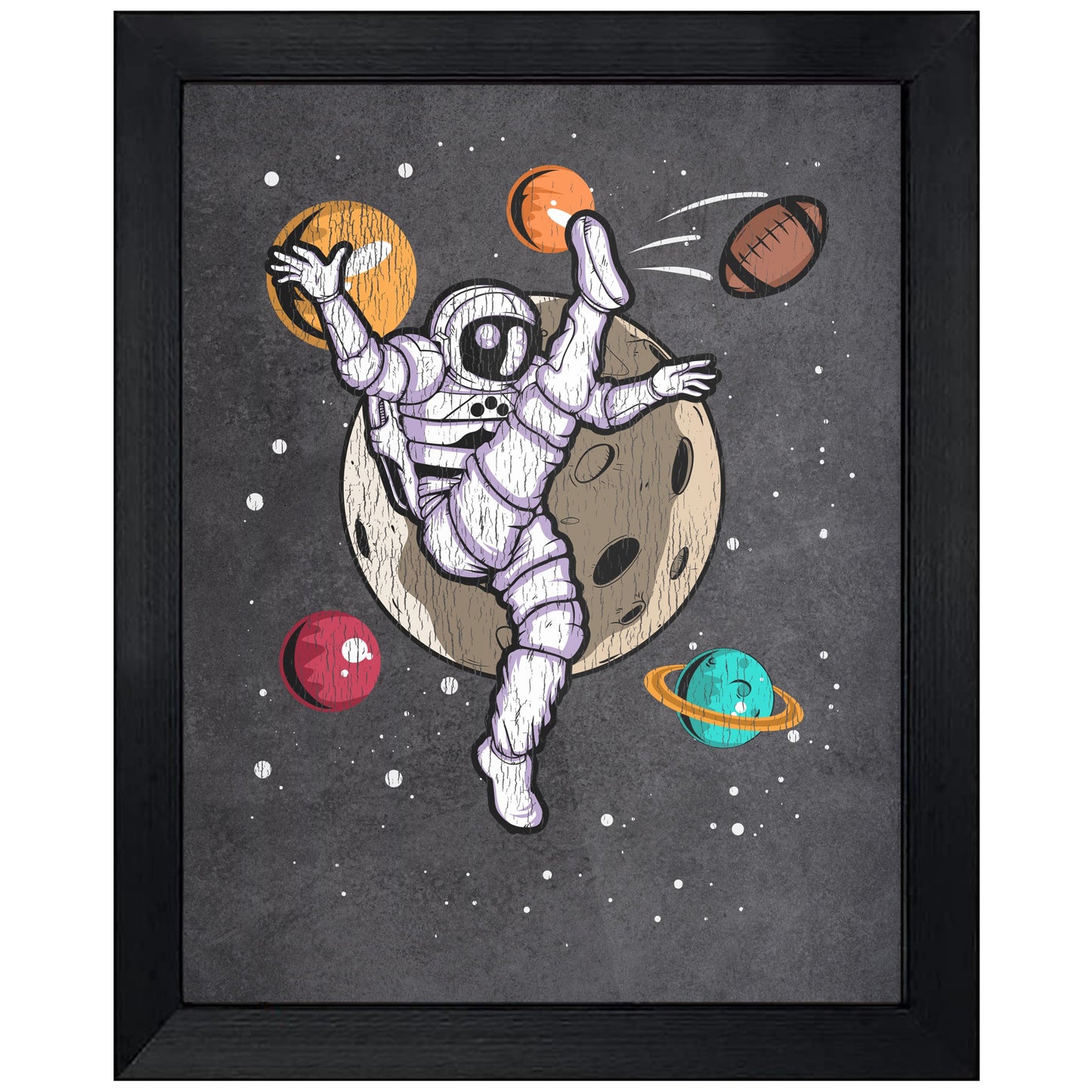 Punter Astronaut Outer Space Spaceman Football Distressed 8"x10" Wall Art Print