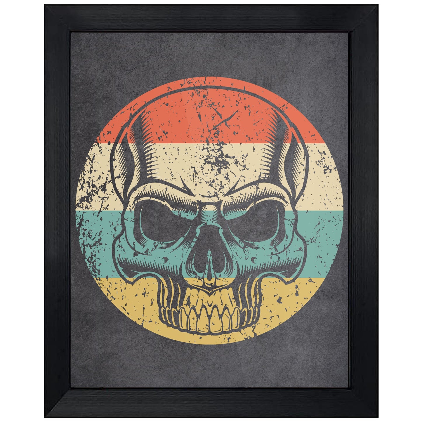 Skeleton Skull Icon Retro 8"x10" Wall Art Print