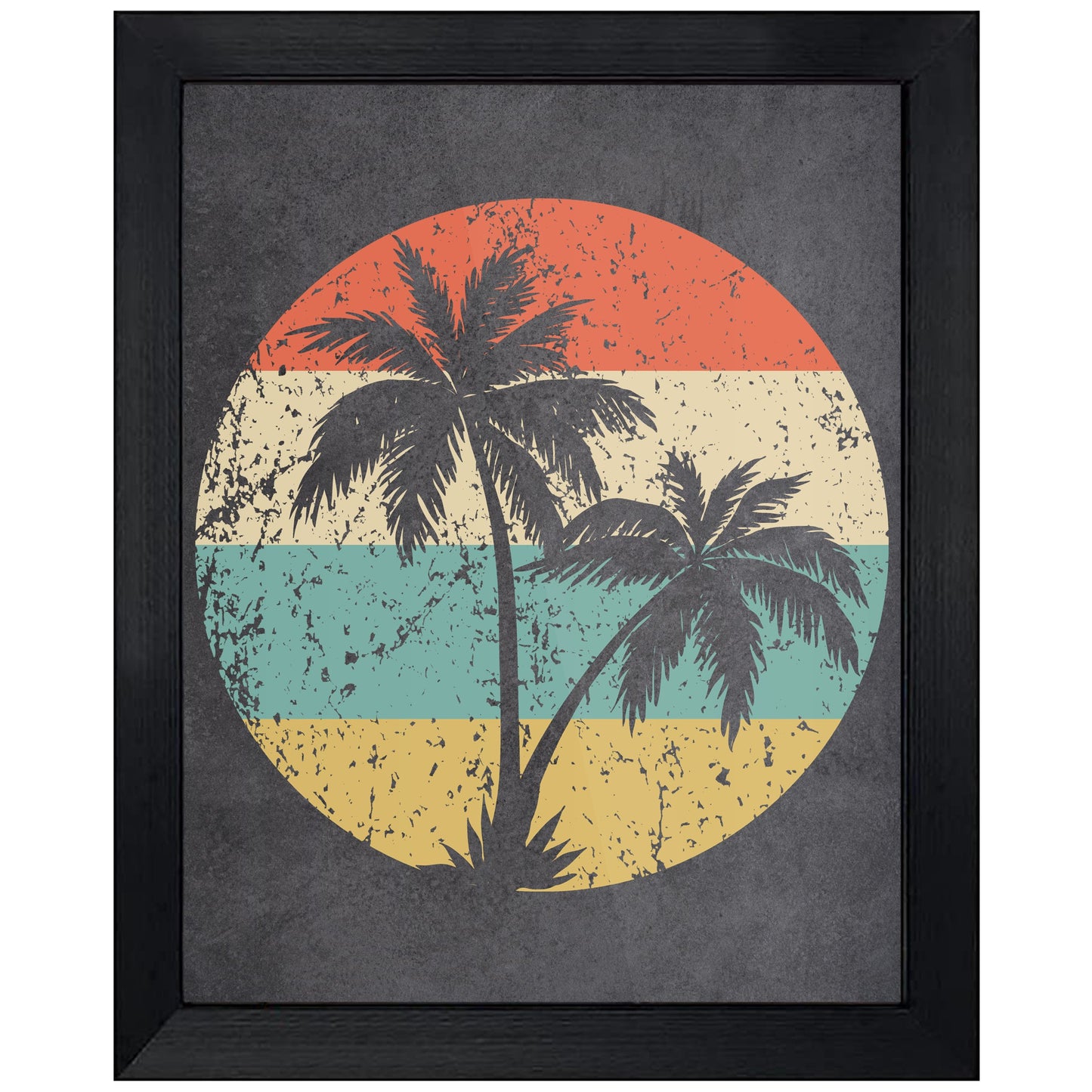 Tropical Beach Vacation Palm Trees Icon Retro 8"x10" Wall Art Print