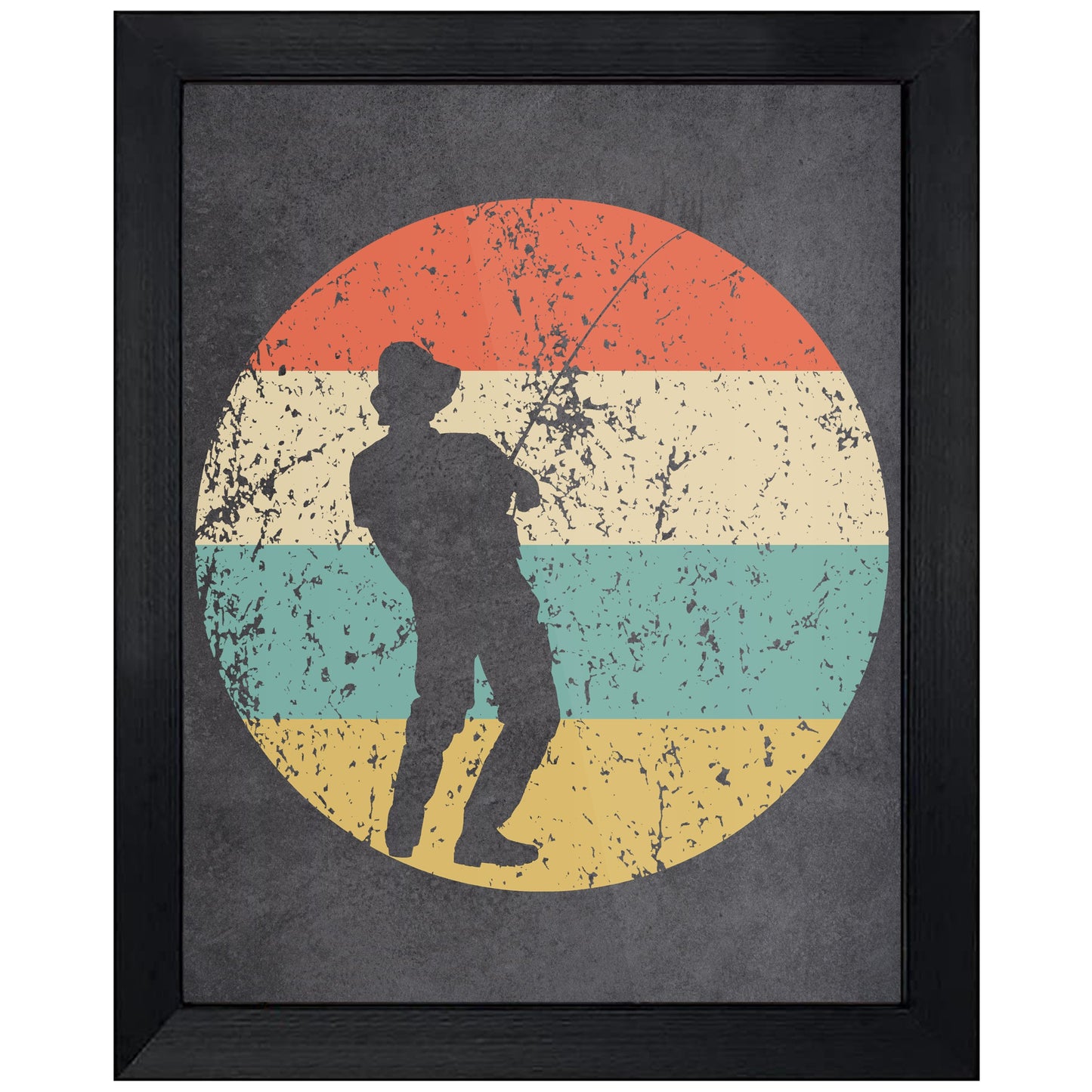 Fisherman Fishing Icon Retro 8"x10" Wall Art Print