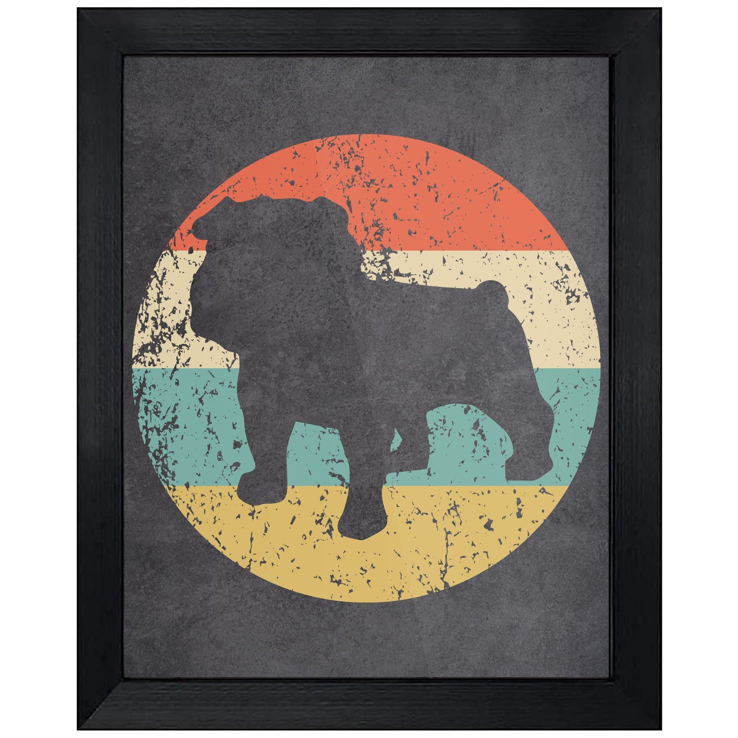 English Bulldog Dog Icon Retro 8"x10" Wall Art Print