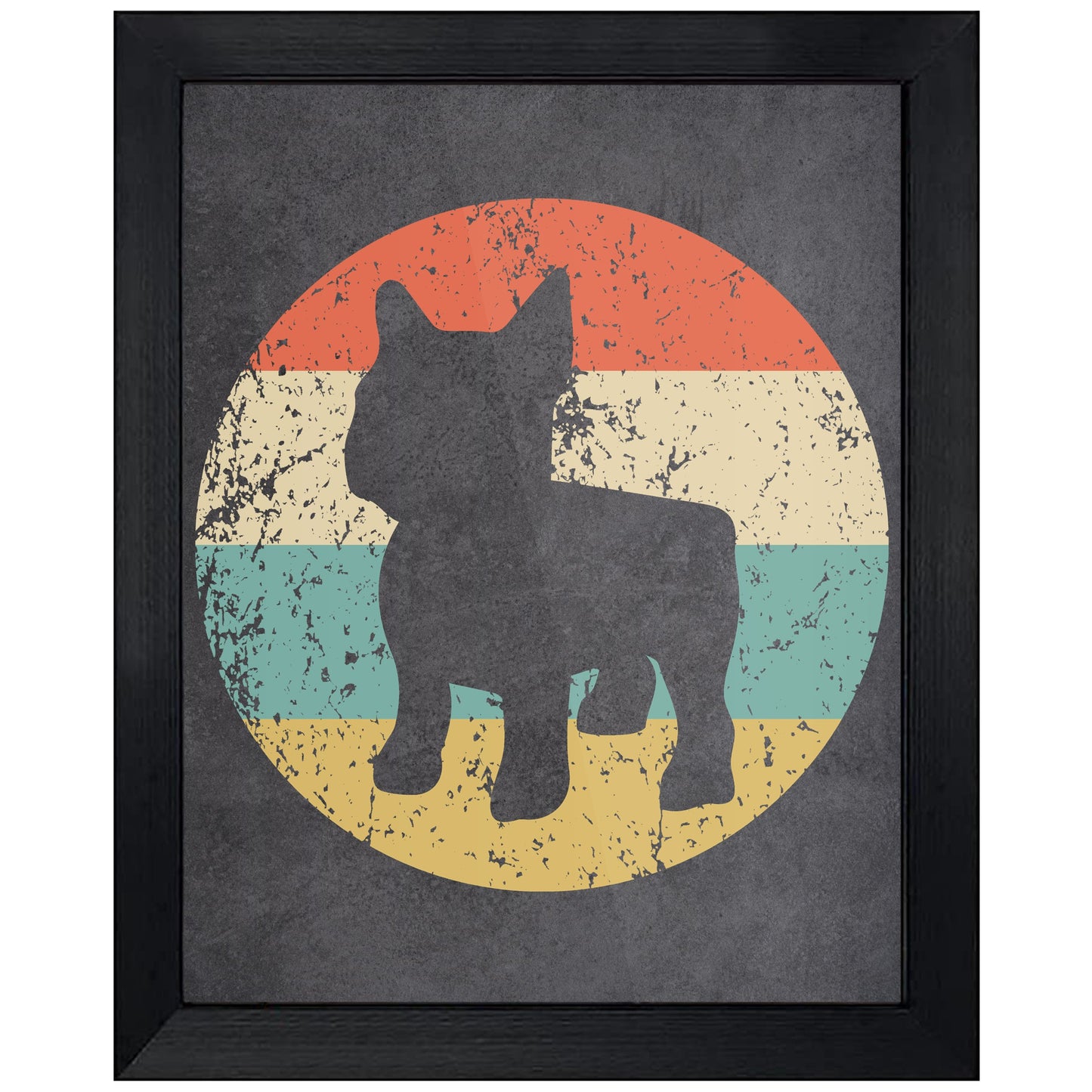 French Bulldog Dog Icon Retro 8"x10" Wall Art Print