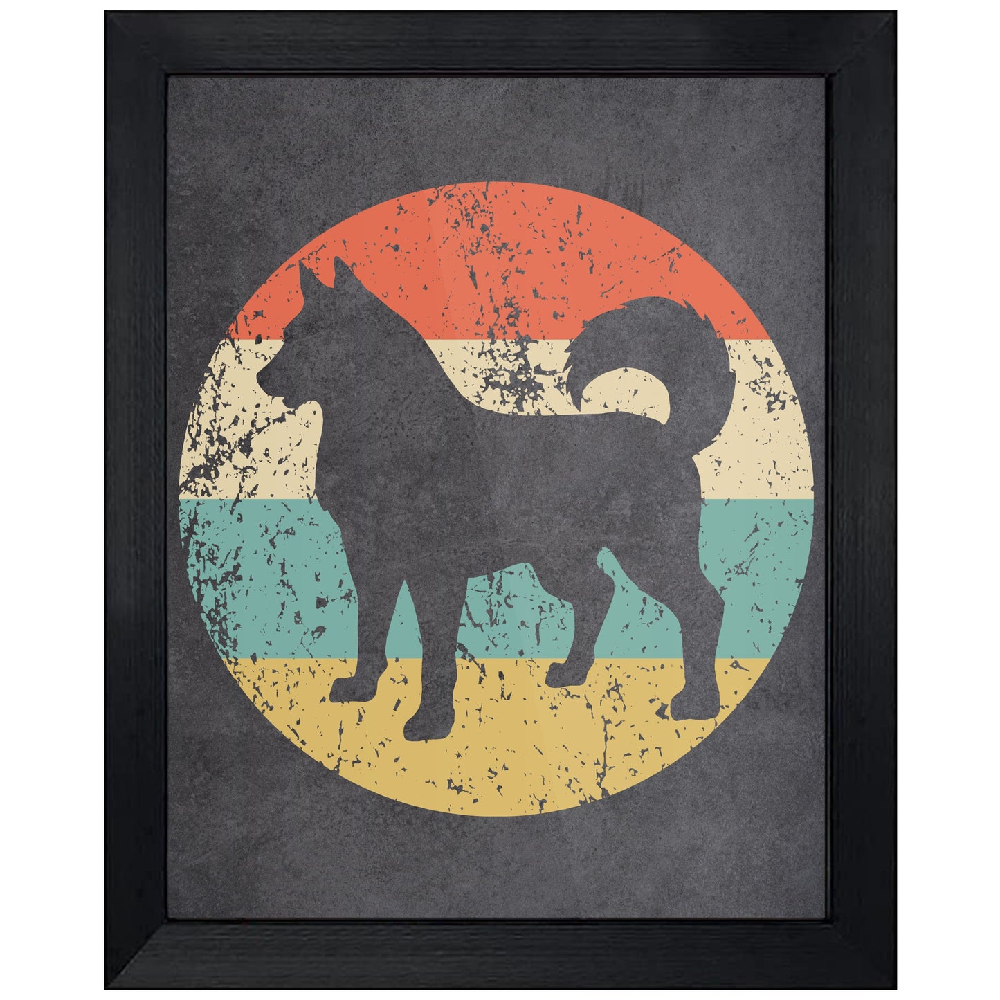 Siberian Husky Dog Icon Retro 8"x10" Wall Art Print