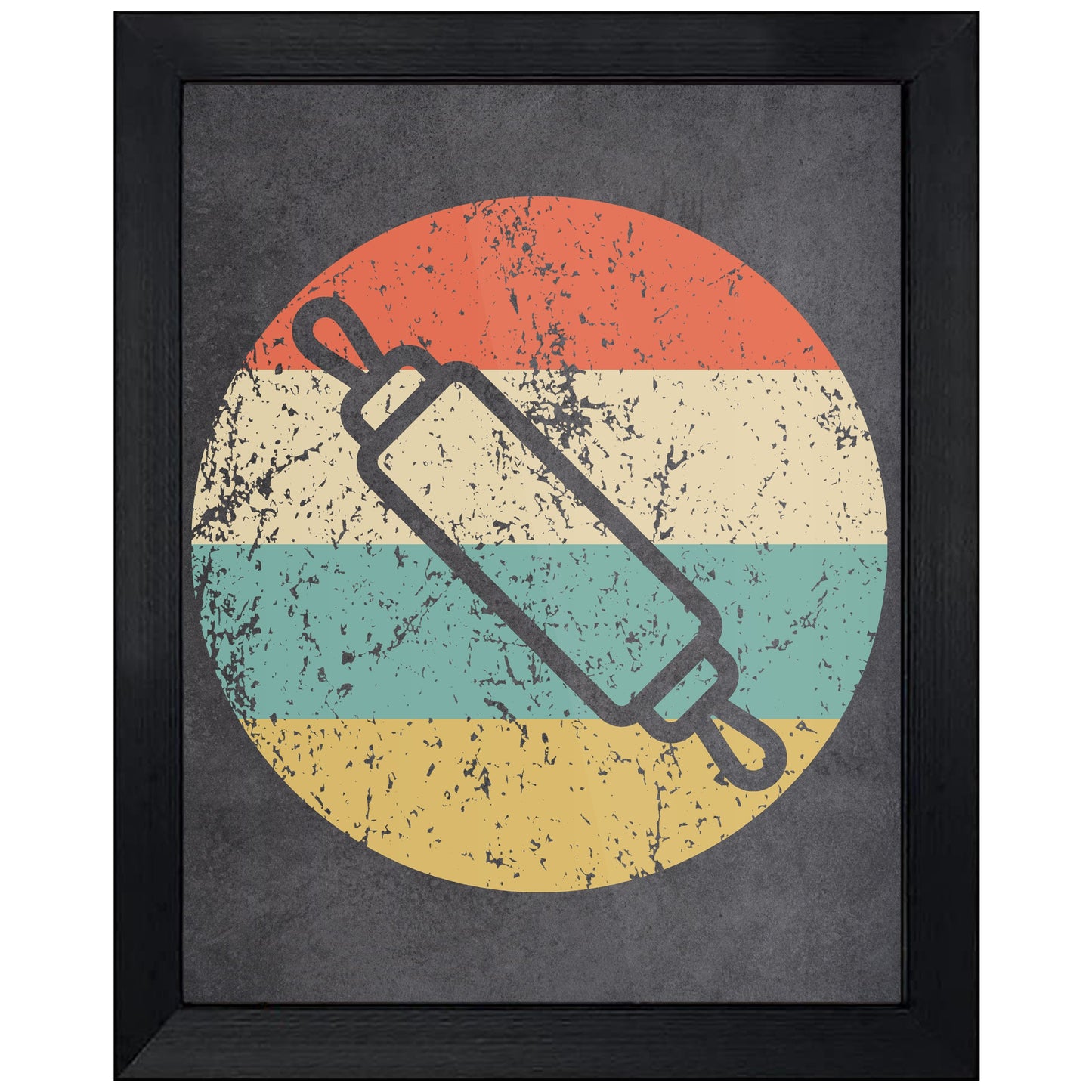 Baking Rolling Pin Icon Retro 8"x10" Wall Art Print