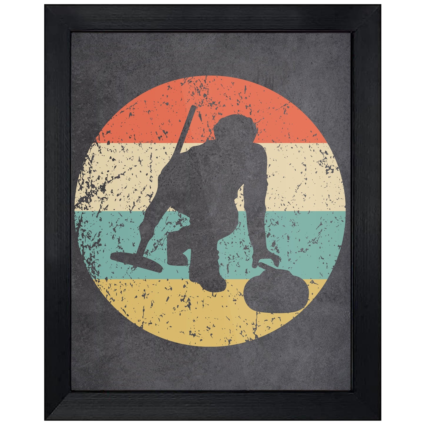 Curler Curling Sports Icon Retro 8"x10" Wall Art Print