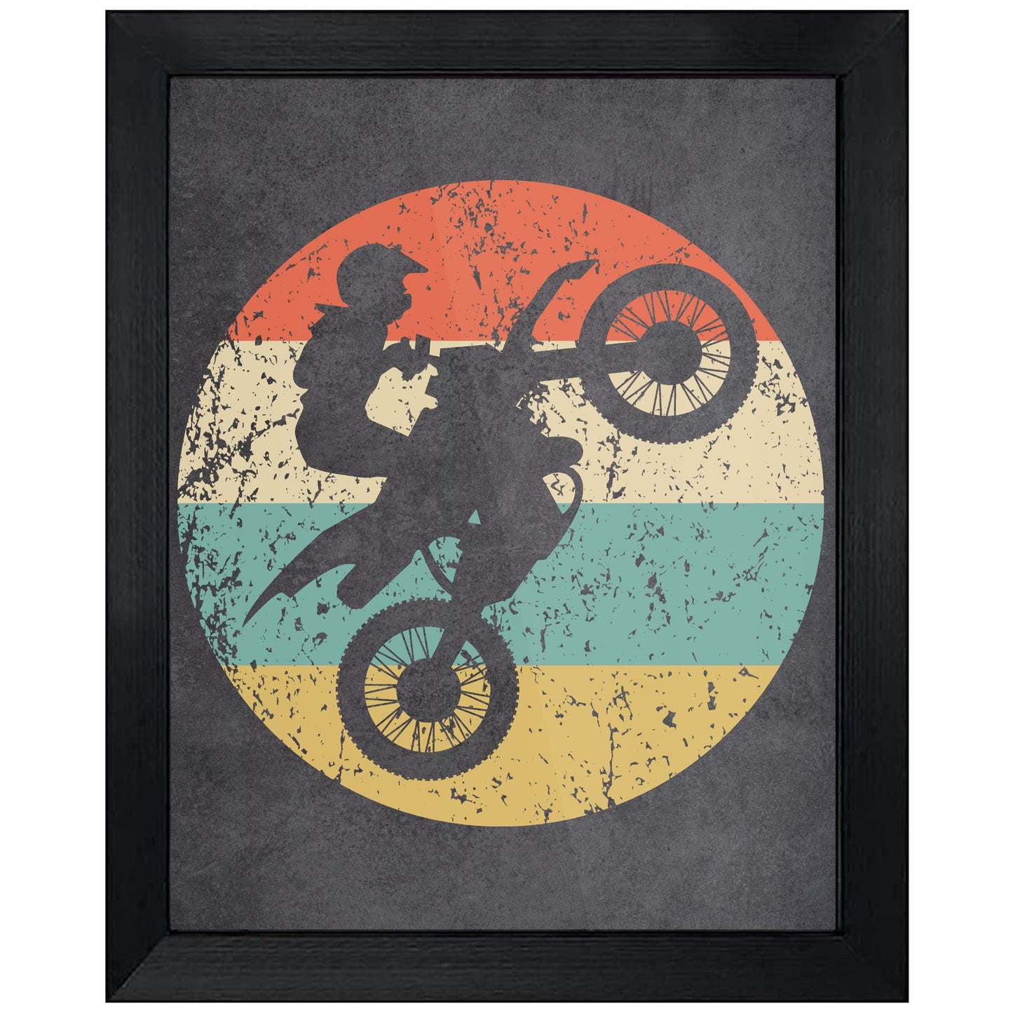 Motocross Bike Icon Retro 8"x10" Wall Art Print