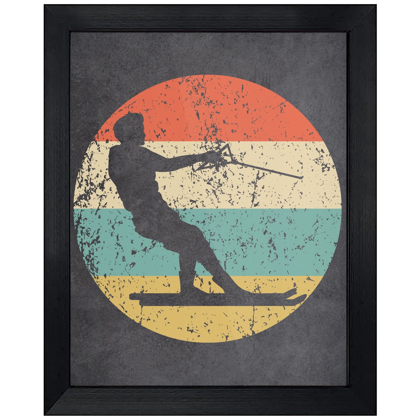 Waterskiing Waterskier Icon Retro 8"x10" Wall Art Print