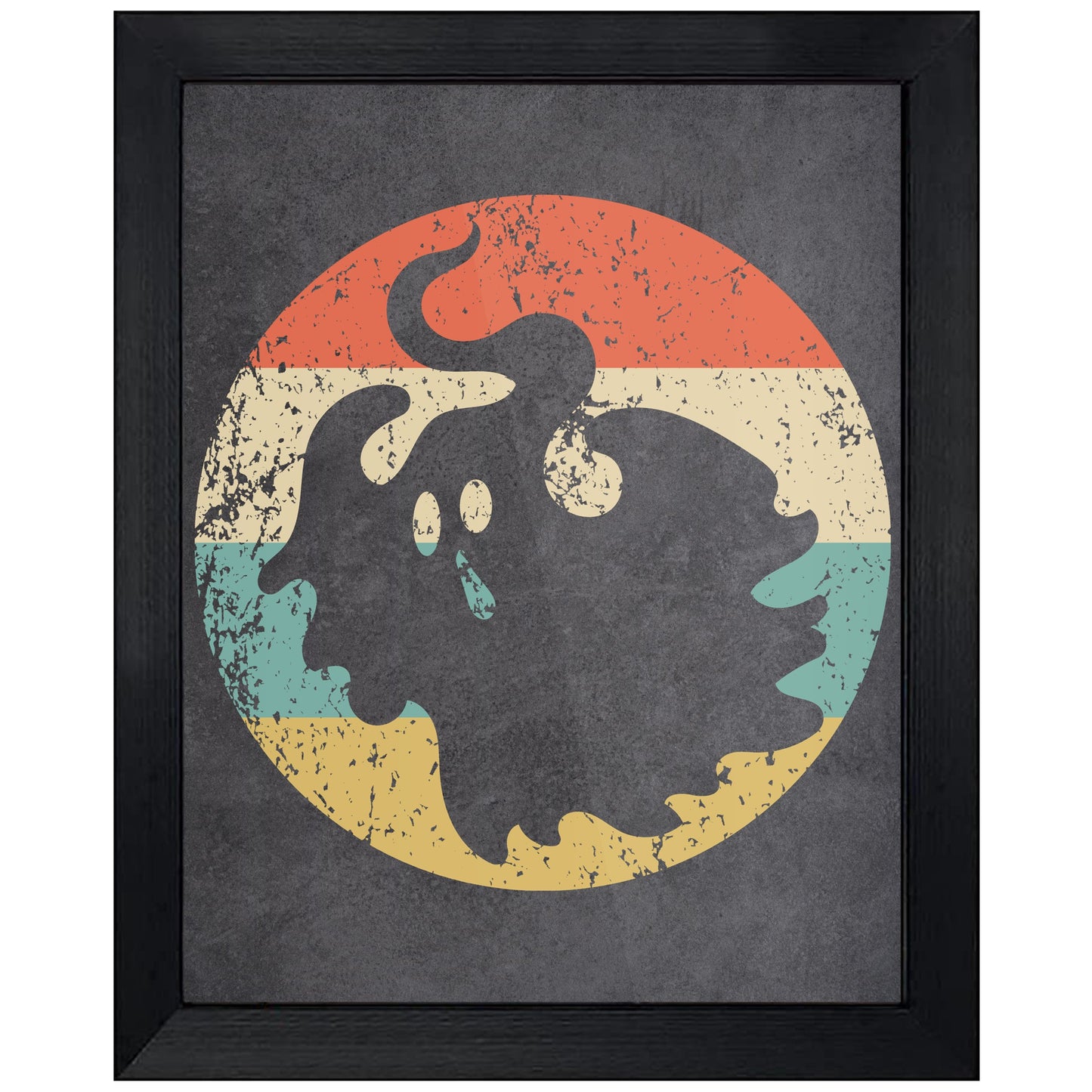 Scary Ghost Halloween Icon Retro 8"x10" Wall Art Print