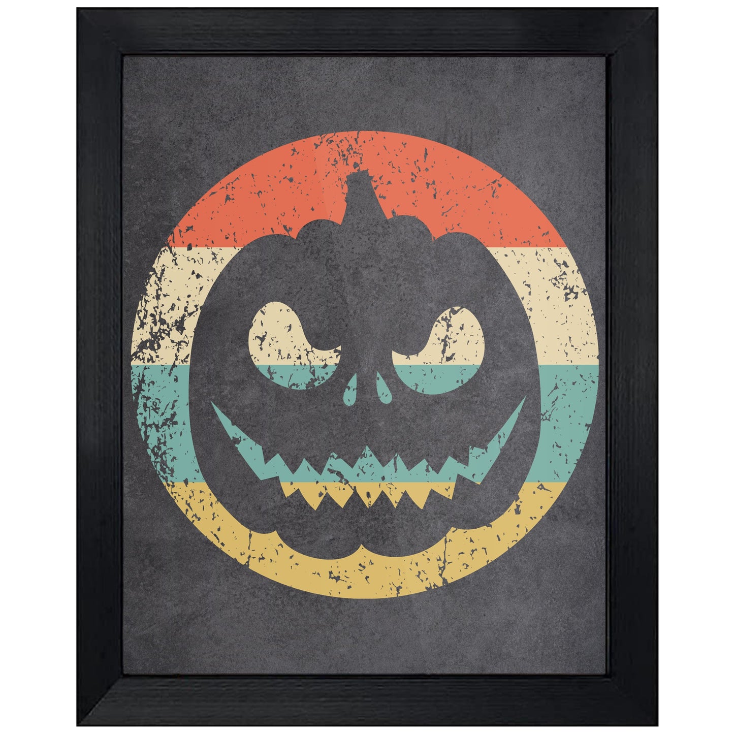 Jack-O-Lantern Pumpkin Halloween Icon Retro 8"x10" Wall Art Print