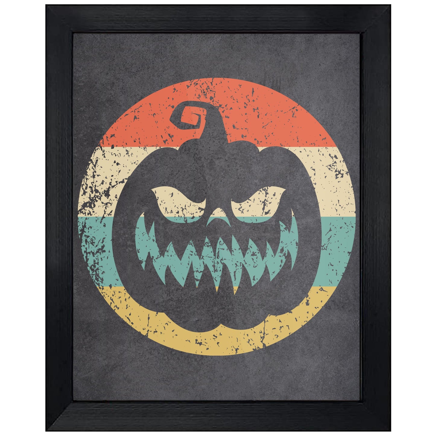 Jack-O-Lantern Pumpkin Halloween Icon Retro 8"x10" Wall Art Print
