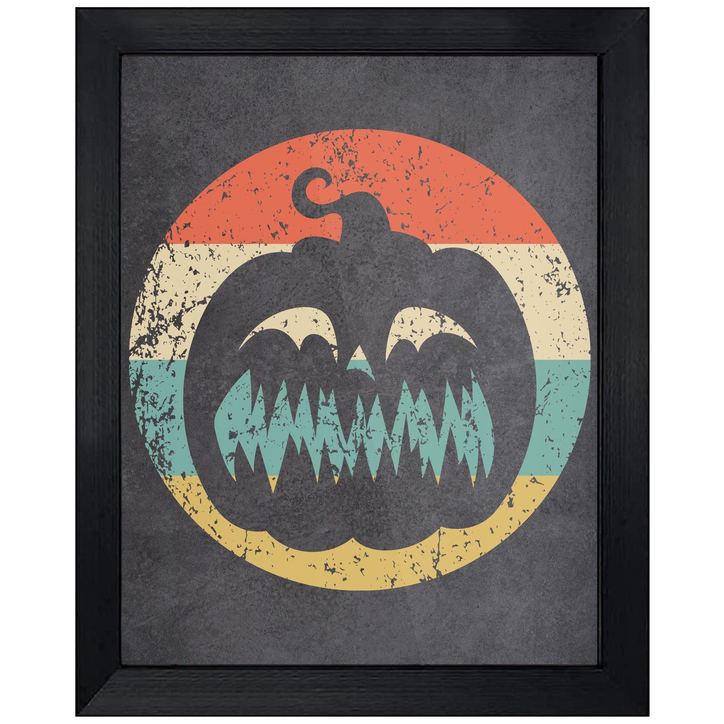 Jack-O-Lantern Pumpkin Halloween Icon Retro 8"x10" Wall Art Print