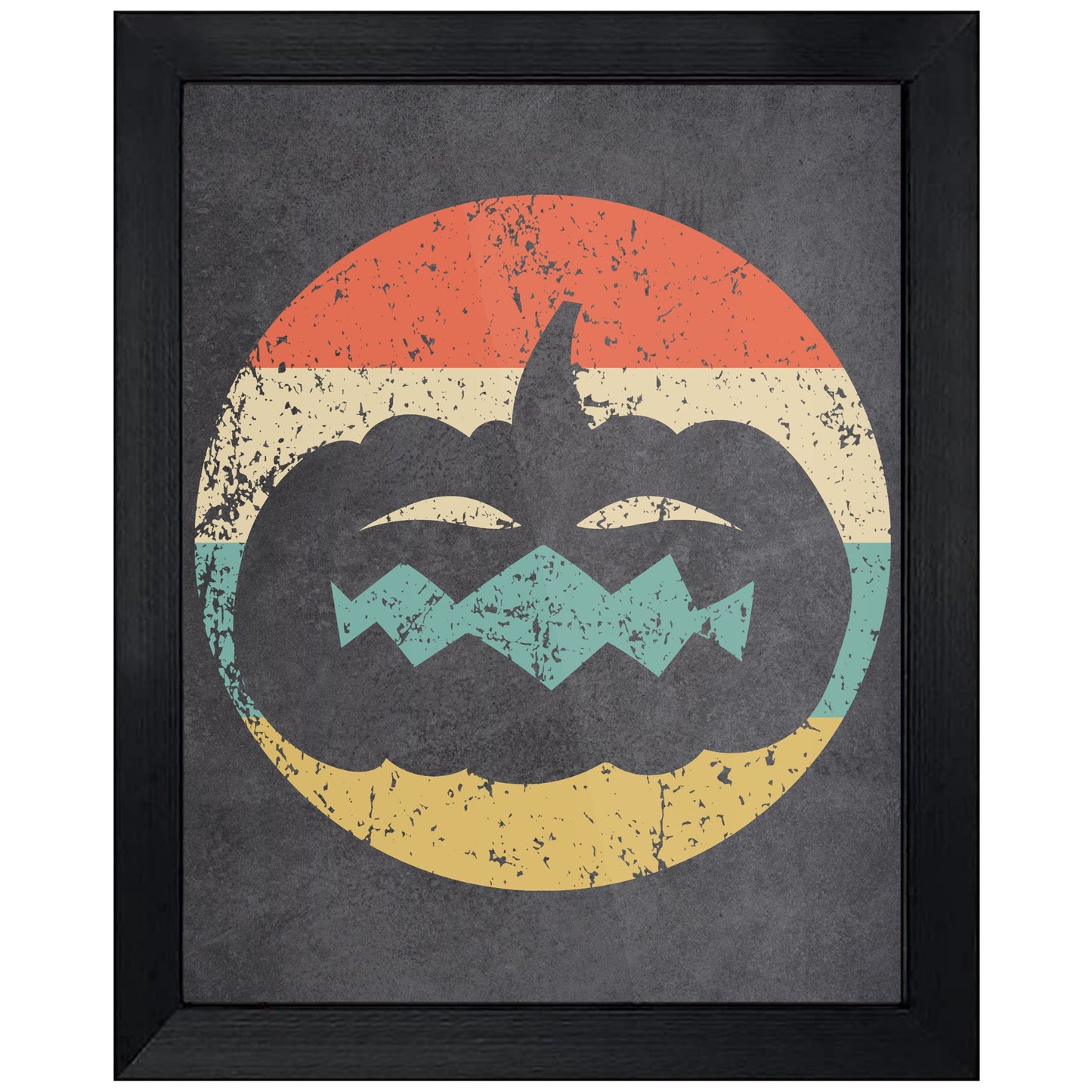 Jack-O-Lantern Pumpkin Halloween Icon Retro 8"x10" Wall Art Print
