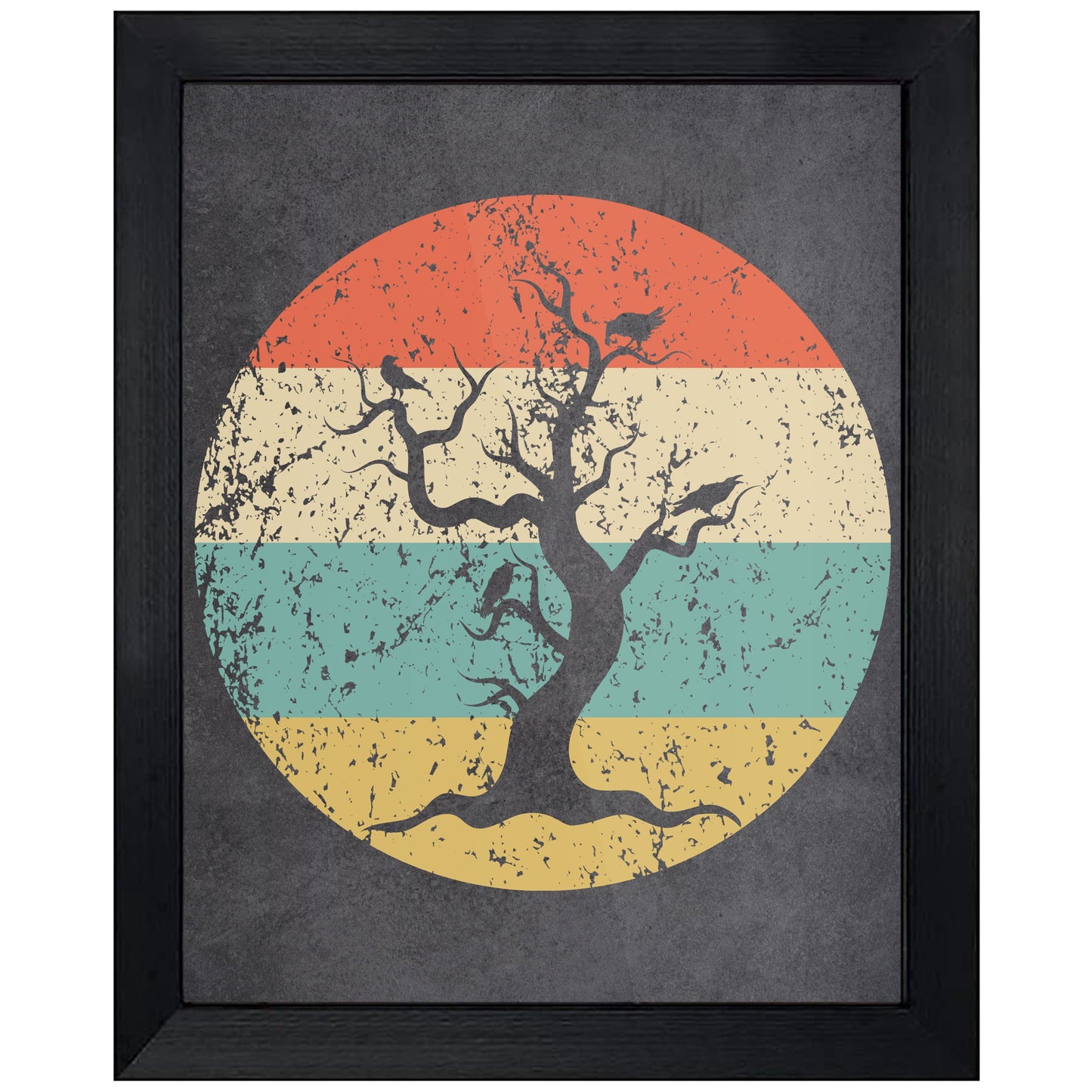 Haunted Tree Halloween Icon Retro 8"x10" Wall Art Print