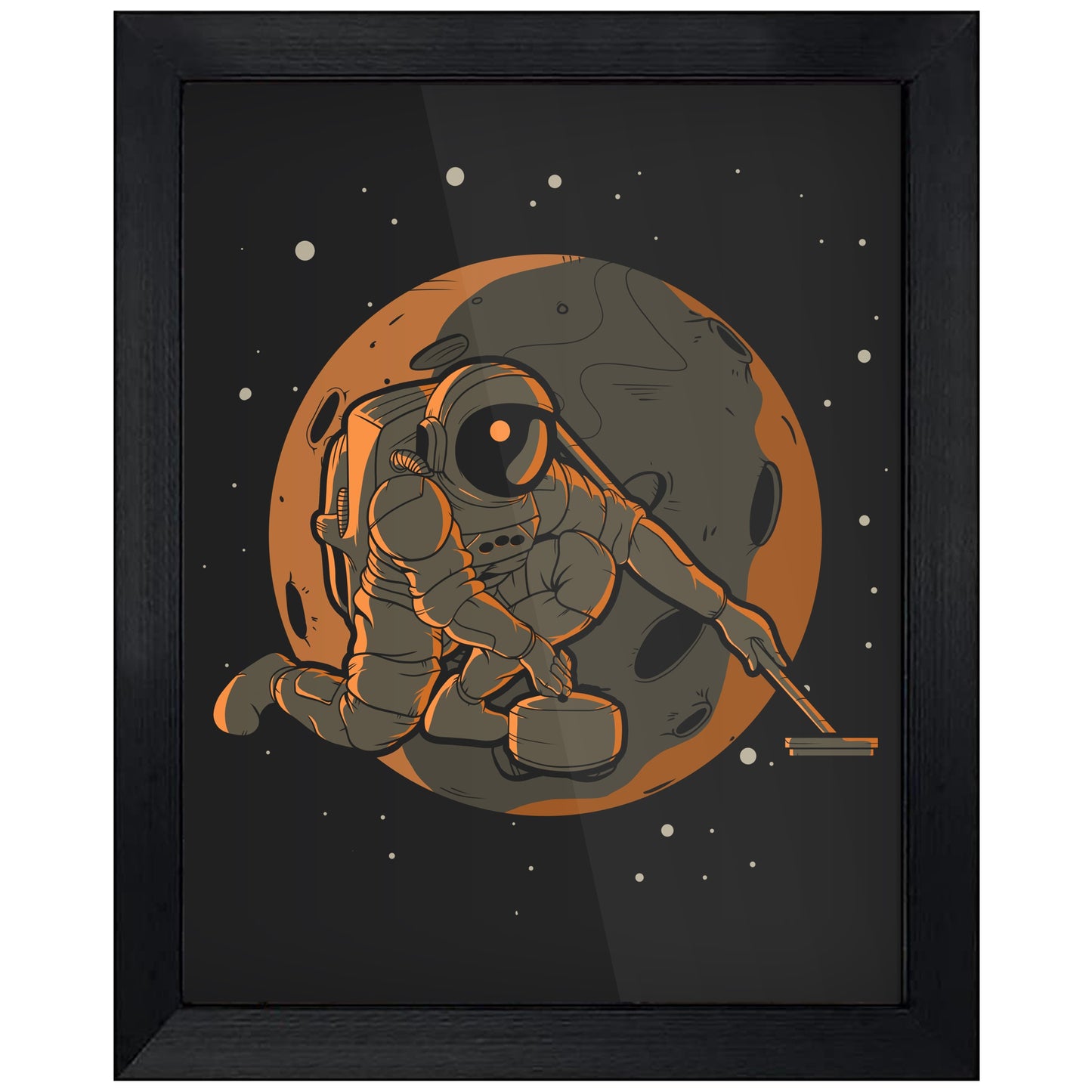 Curling Astronaut Outer Space Spaceman 8"x10" Wall Art Print