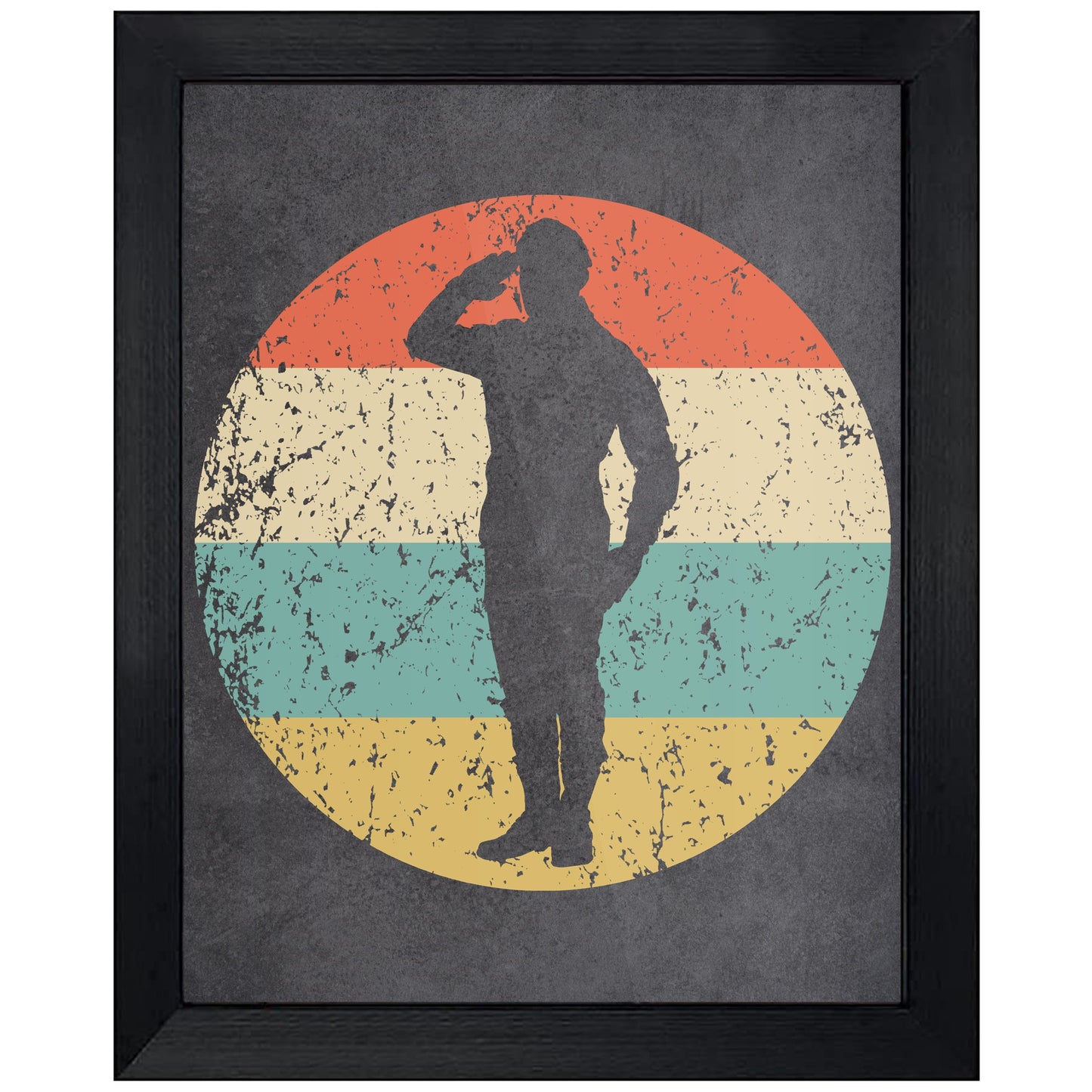 Military Salute Soldier Icon Retro 8"x10" Wall Art Print