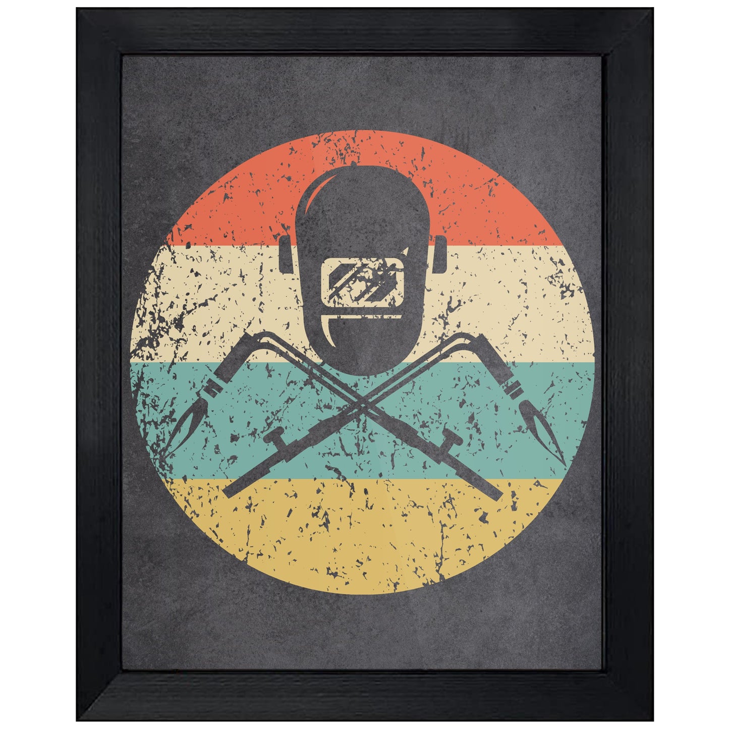 Welding Mask and Torches Icon Retro 8"x10" Wall Art Print