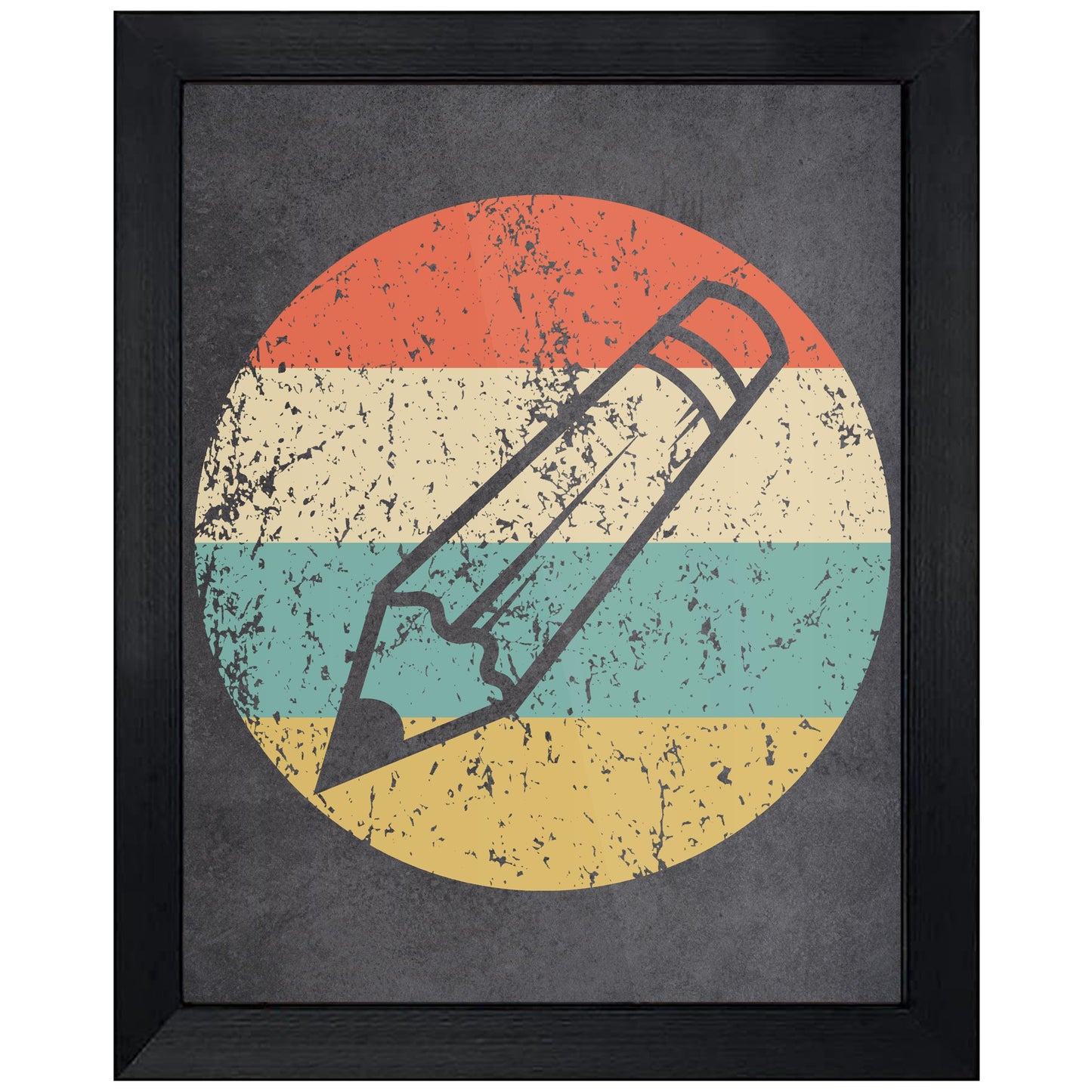 Pencil School Teacher Icon Retro 8"x10" Wall Art Print