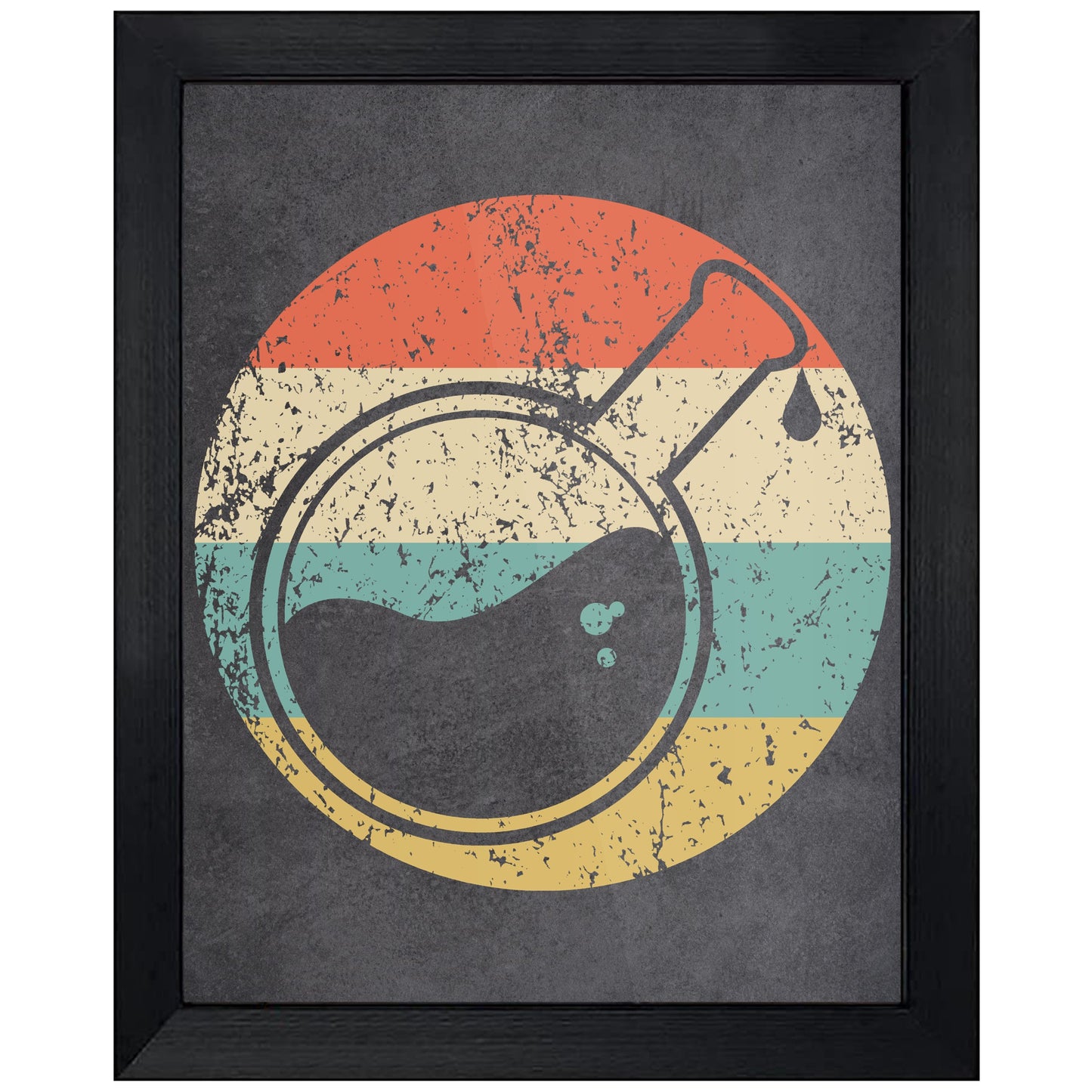 Round Science Beaker Flask Science Icon Retro 8"x10" Wall Art Print