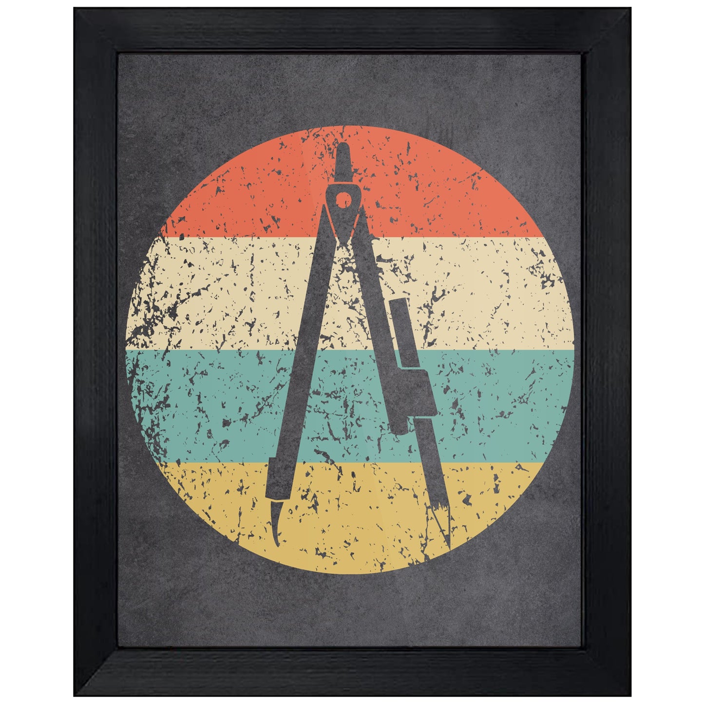 Pencil Compass Architect Engineer Icon Retro 8"x10" Wall Art Print