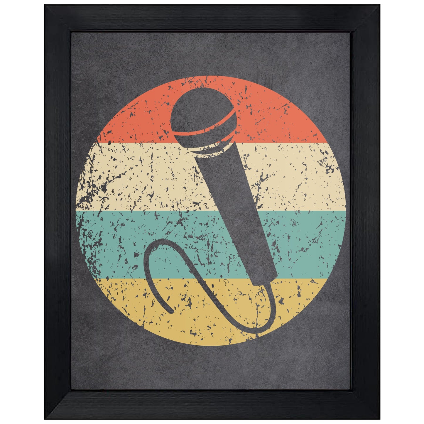 Microphone Karaoke Icon Retro 8"x10" Wall Art Print