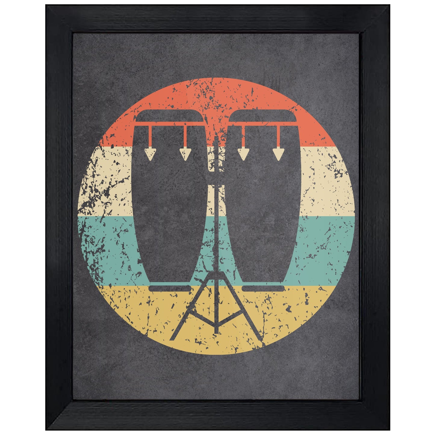 Bongo Drums Musical Instrument Music Icon Retro 8"x10" Wall Art Print
