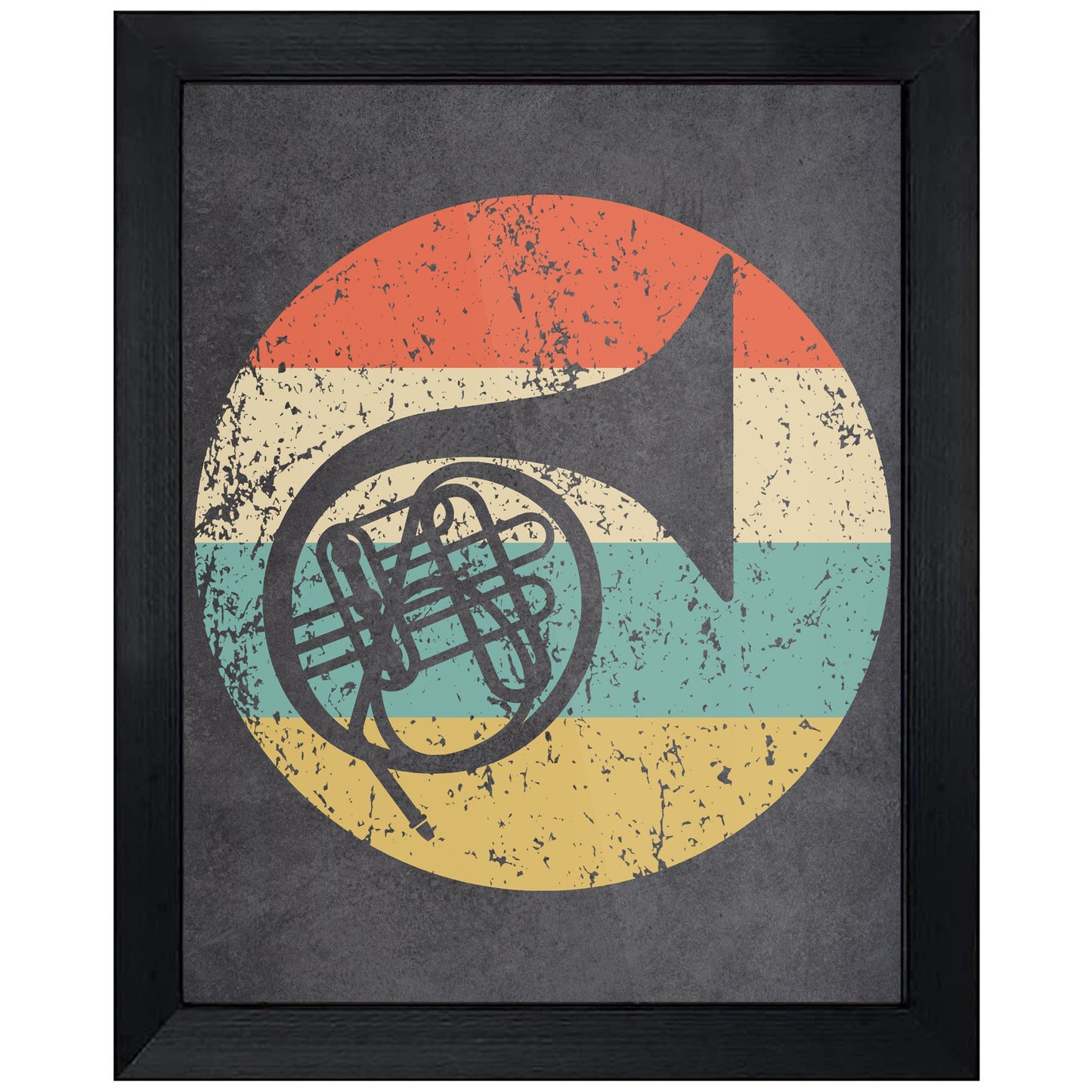 French Horn Musical Instrument Music Icon Retro 8"x10" Wall Art Print